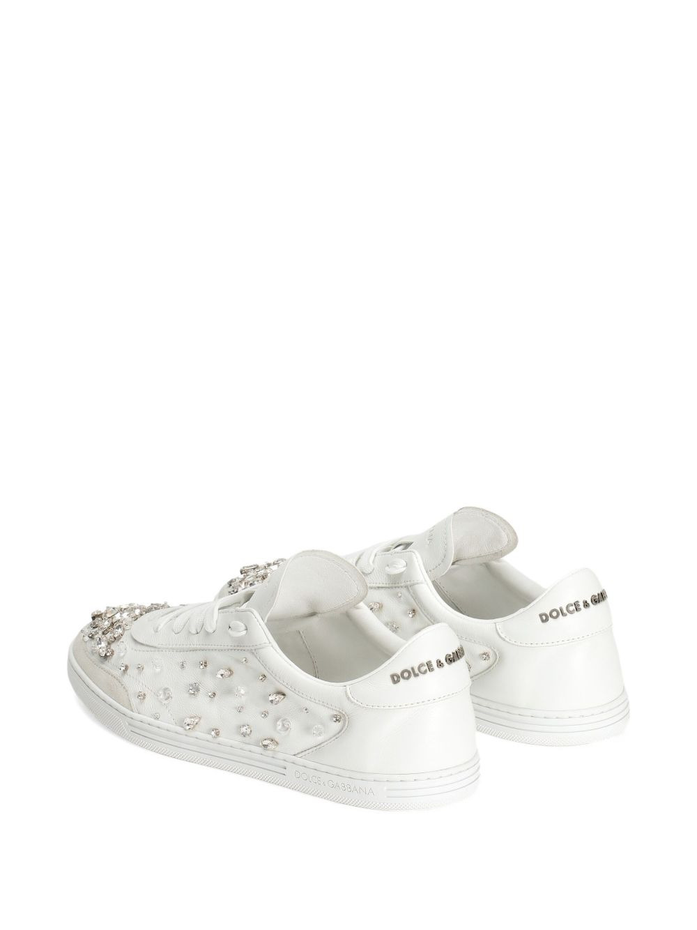 crystal-embellished leather sneakers - 3