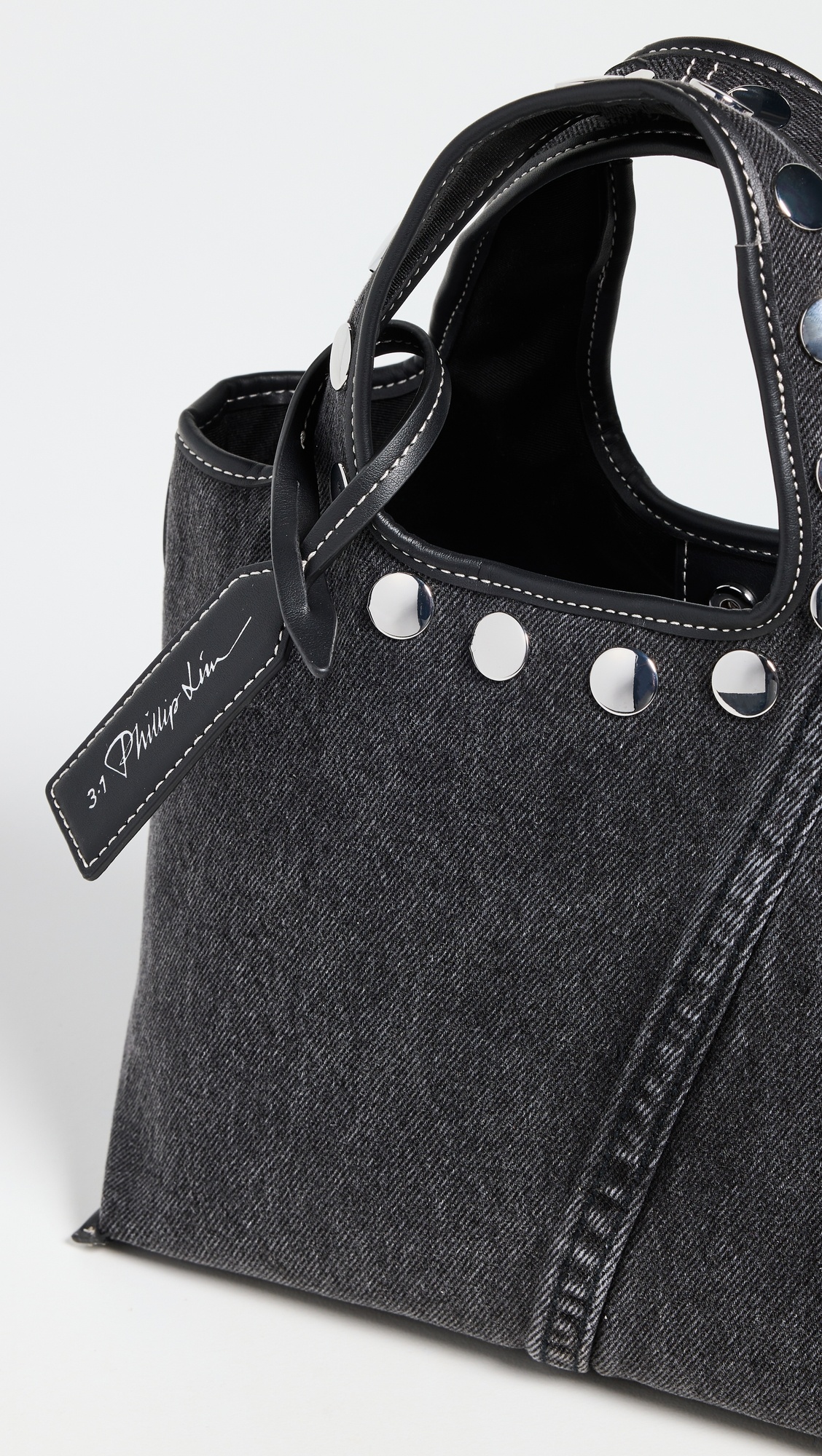 3.1 Phillip Lim Washed Denim Mini Market Tote with Studs
