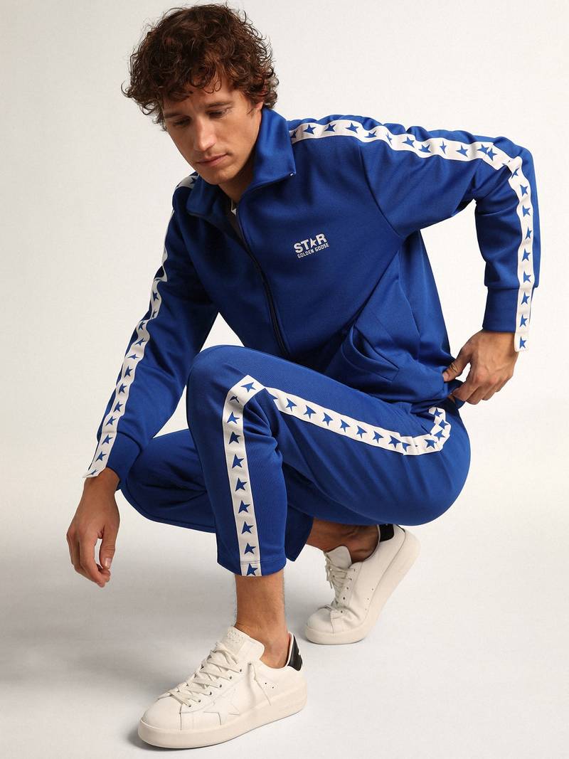 Golden Goose Men's blue joggers with band and stars on the sides outlook