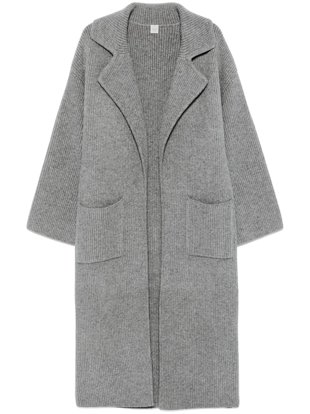 ribbed-knit cardi-coat - 1