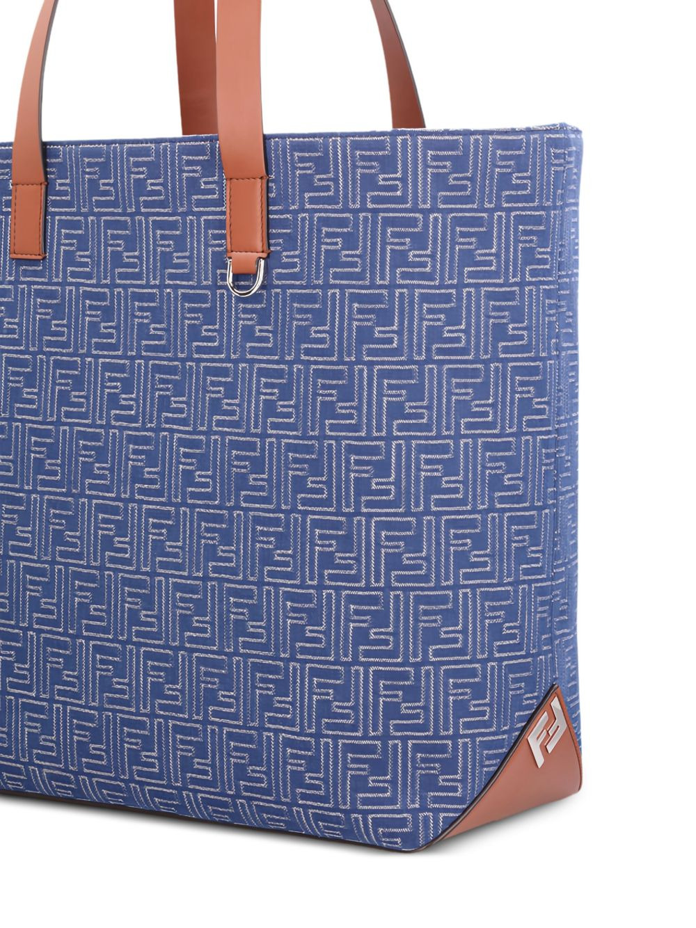 medium FF jacquard denim-effect tote bag - 3