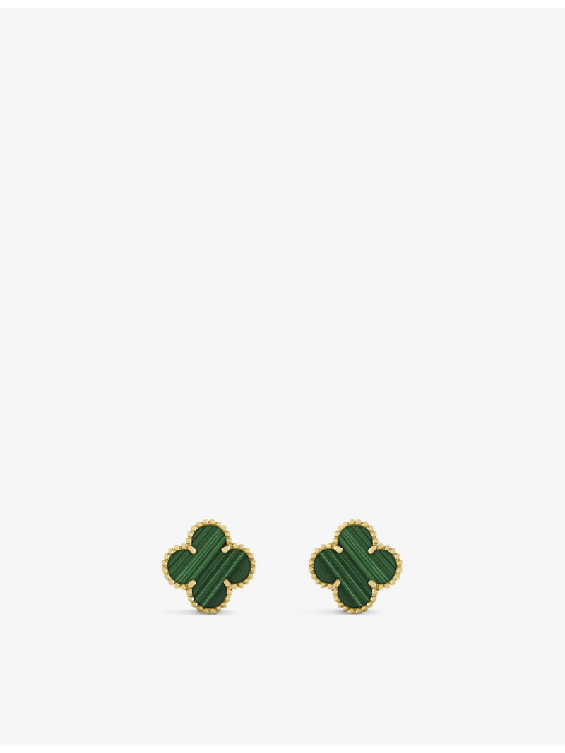 Vintage Alhambra 18ct Yellow-Gold And Malachite Stud Earrings 1