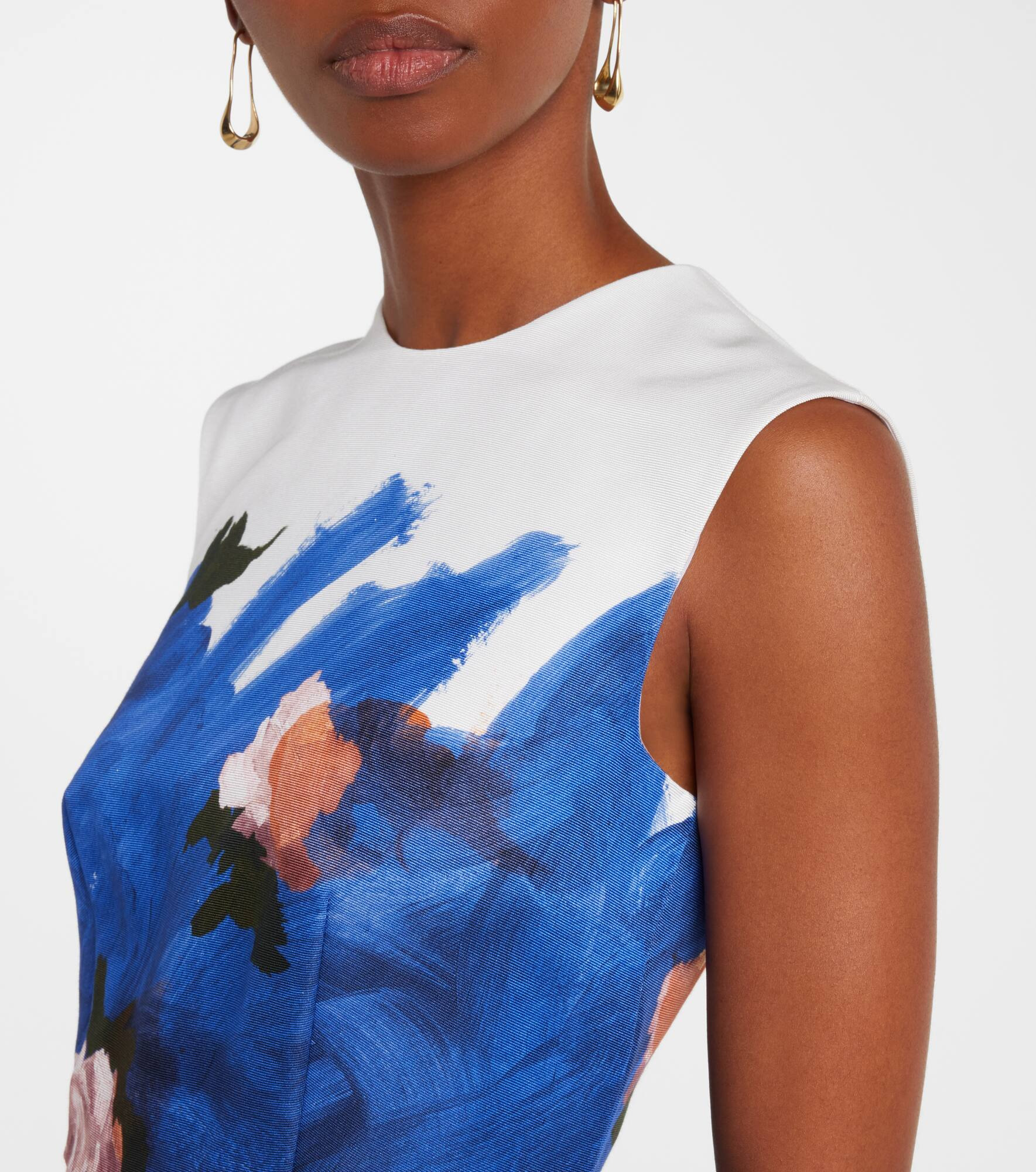 Floral cotton-blend midi dress - 4