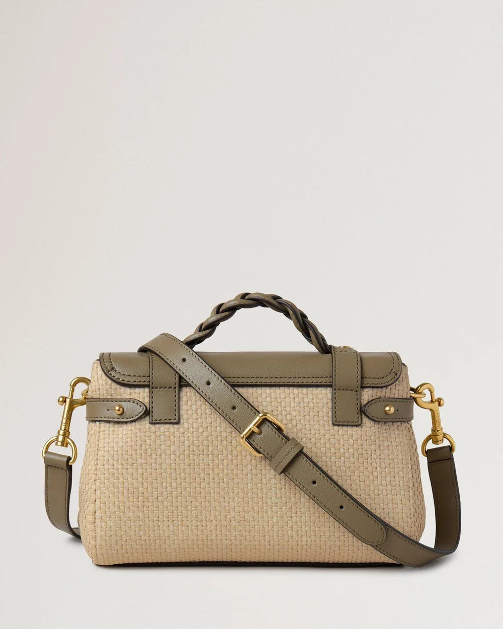 Mini Alexa Linen Green & Natural Raffia & Leather - 3