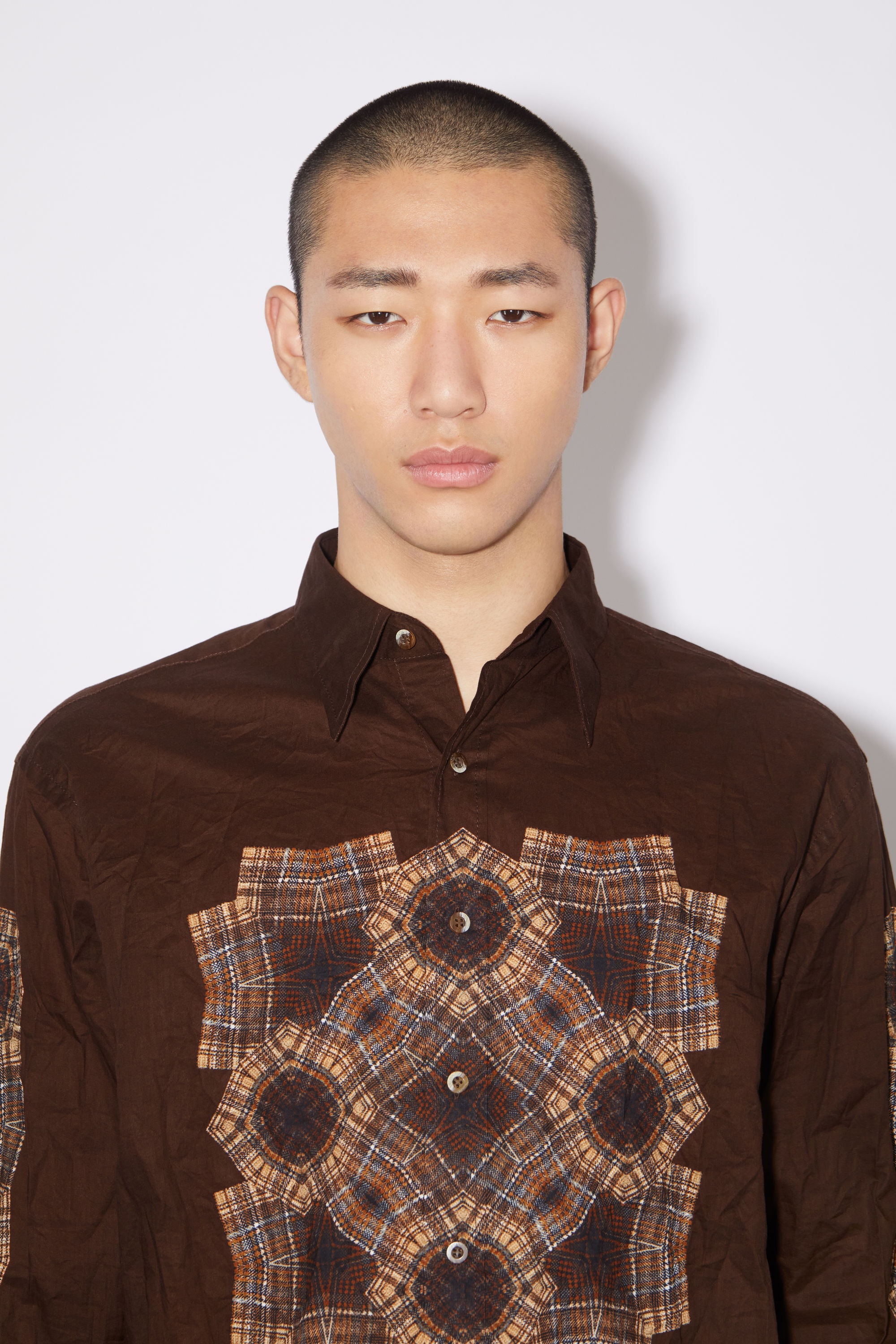 Long sleeve print shirt - Brown - 5