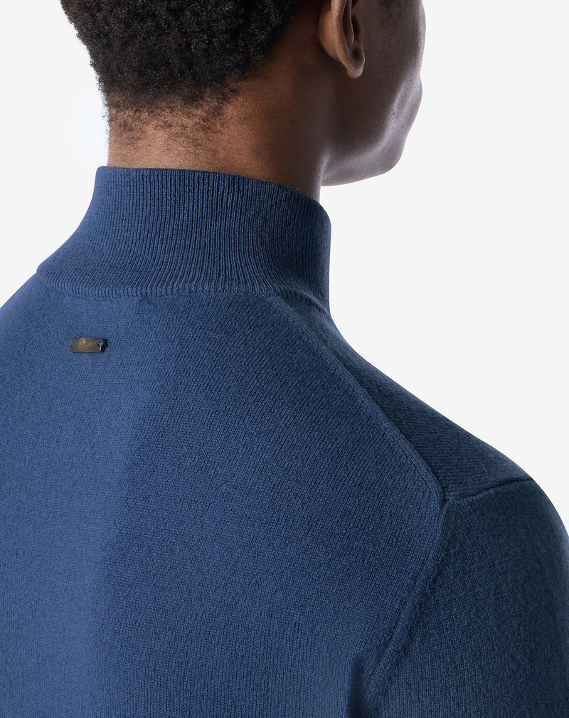 Melange sugar paper blue wool and cashmere zip jumper 5