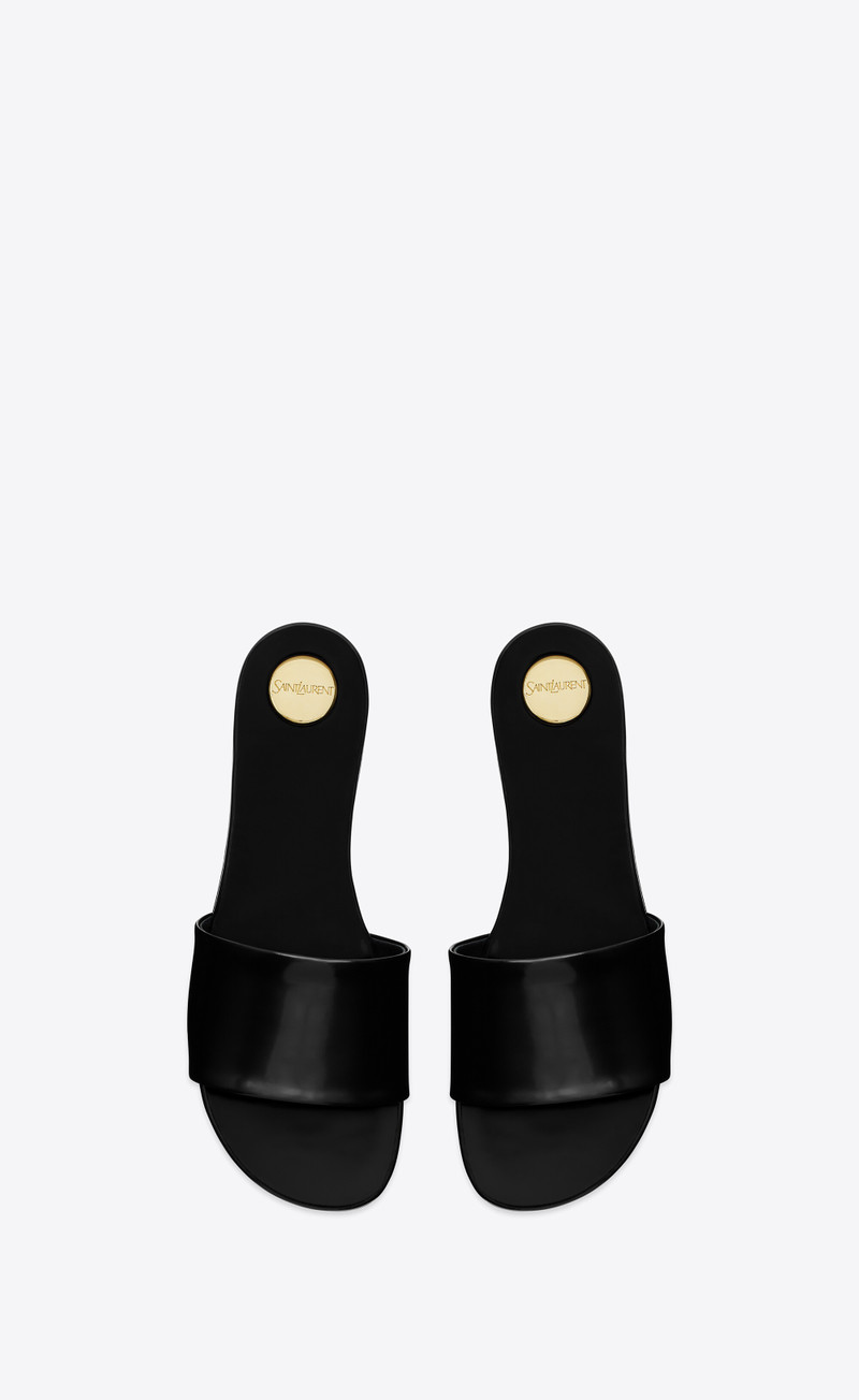 SAINT LAURENT carlyle slides in glazed leather outlook