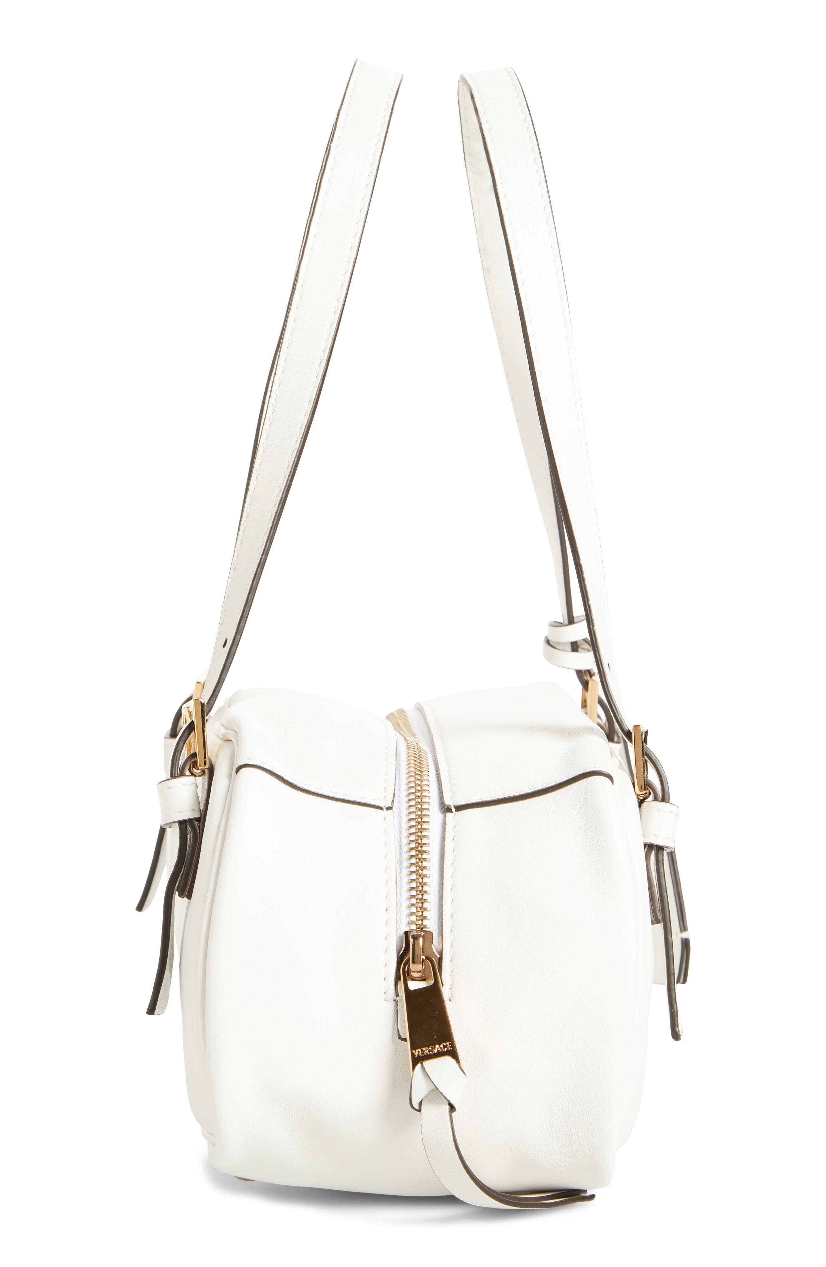 Versace Small Logo East/West Leather Shoulder Bag in Porcelain White Versace Gold at Nordstrom - 6