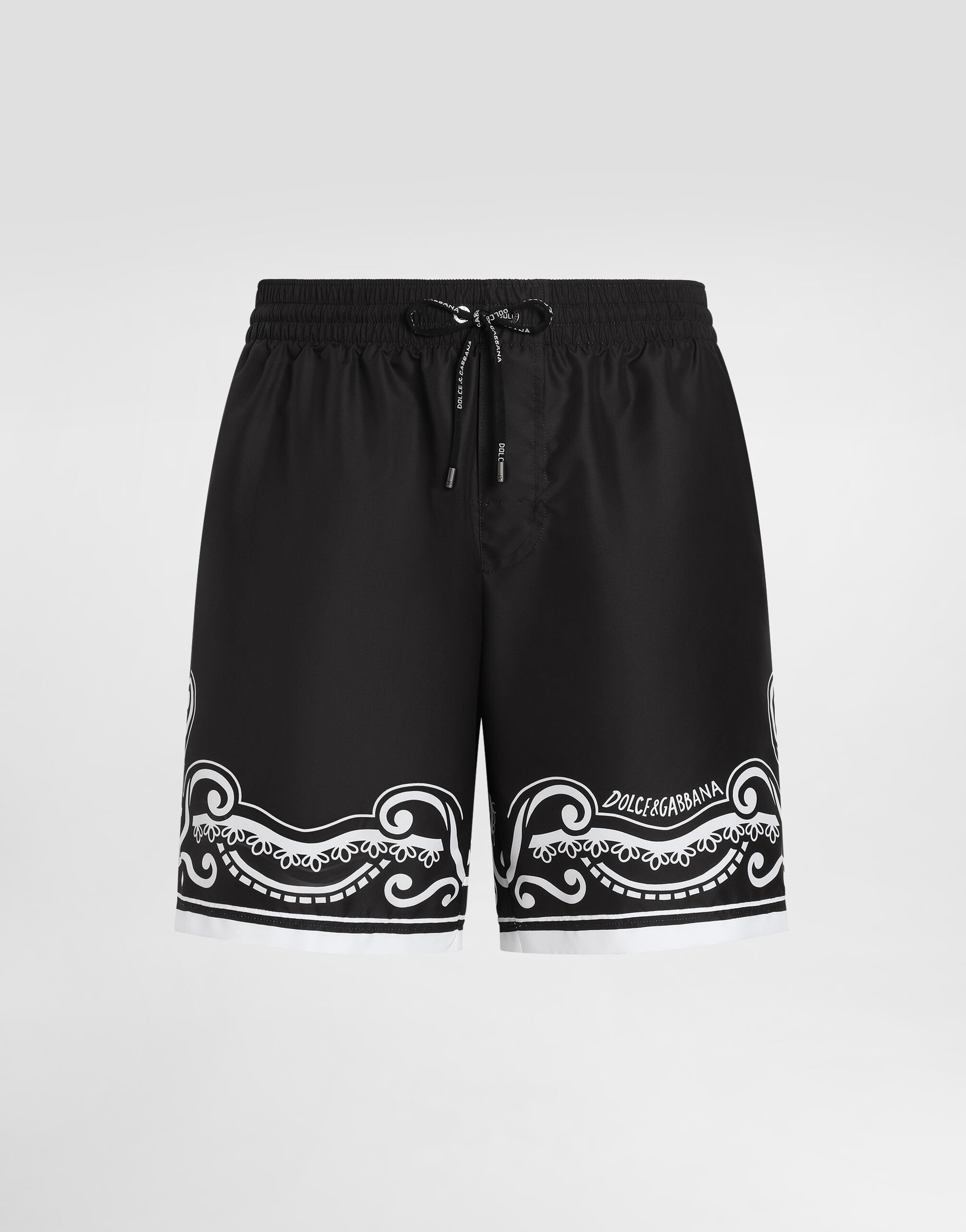 Mid-length swim trunks with bandanna print - 1