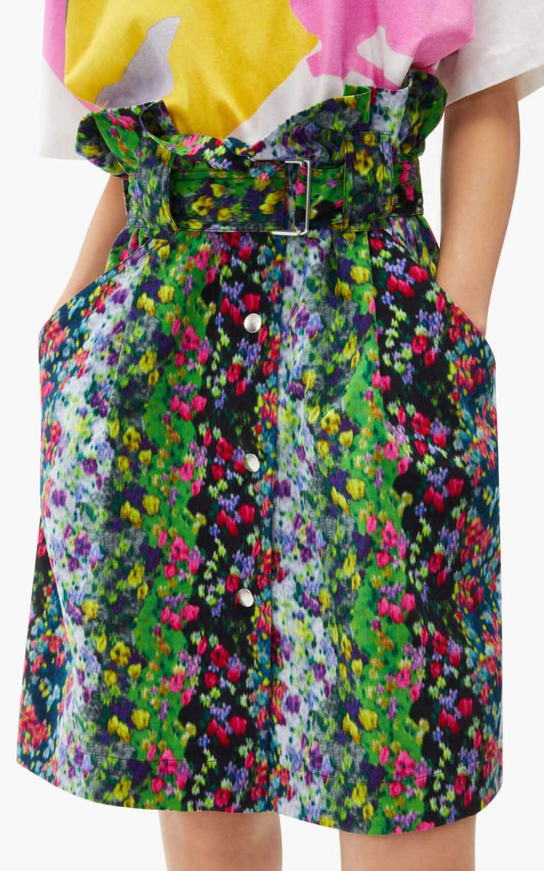 'Blurred Flowers' belted miniskirt - 4
