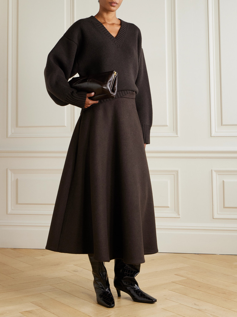 RÓHE Recycled Wool-blend Felt Midi Skirt outlook