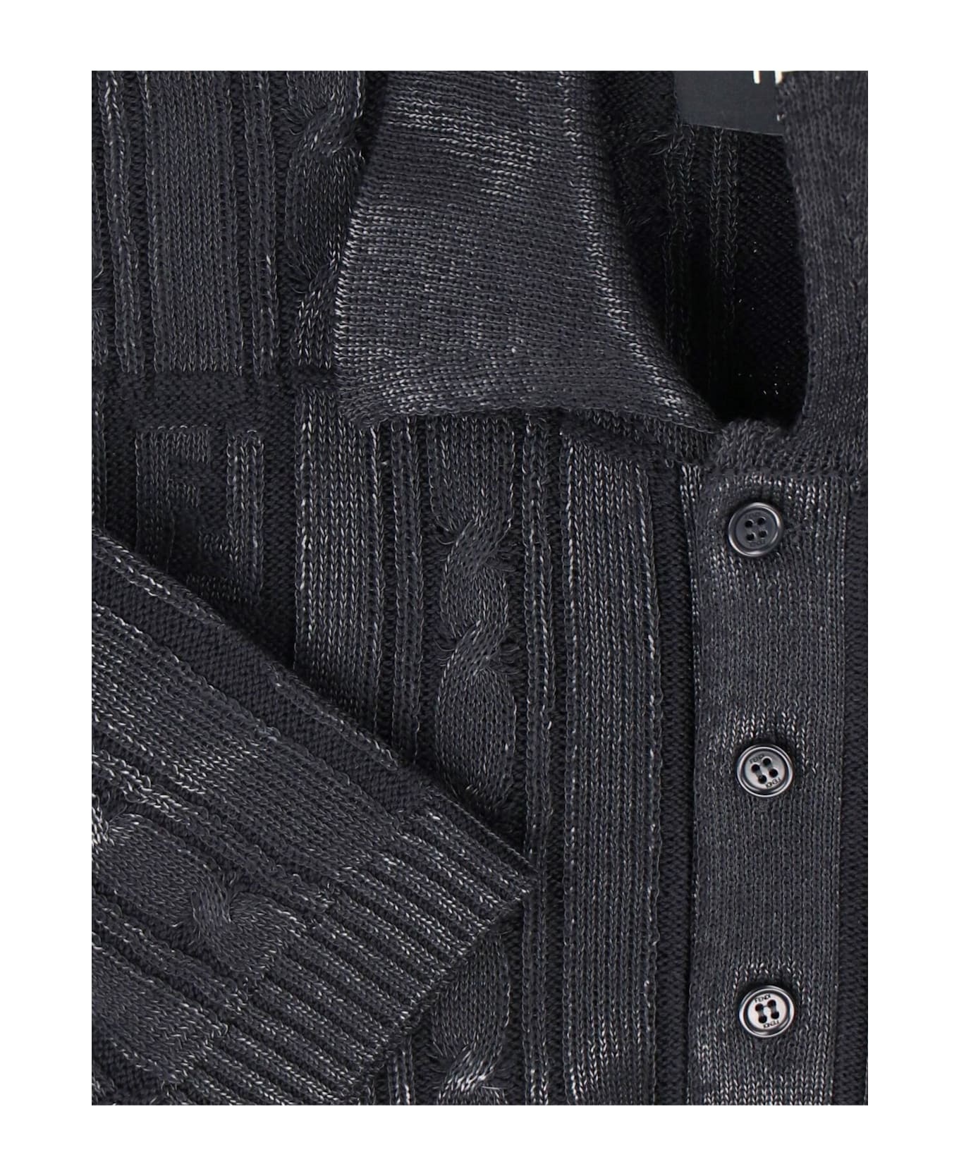 Black Wool Polo Shirt - 5