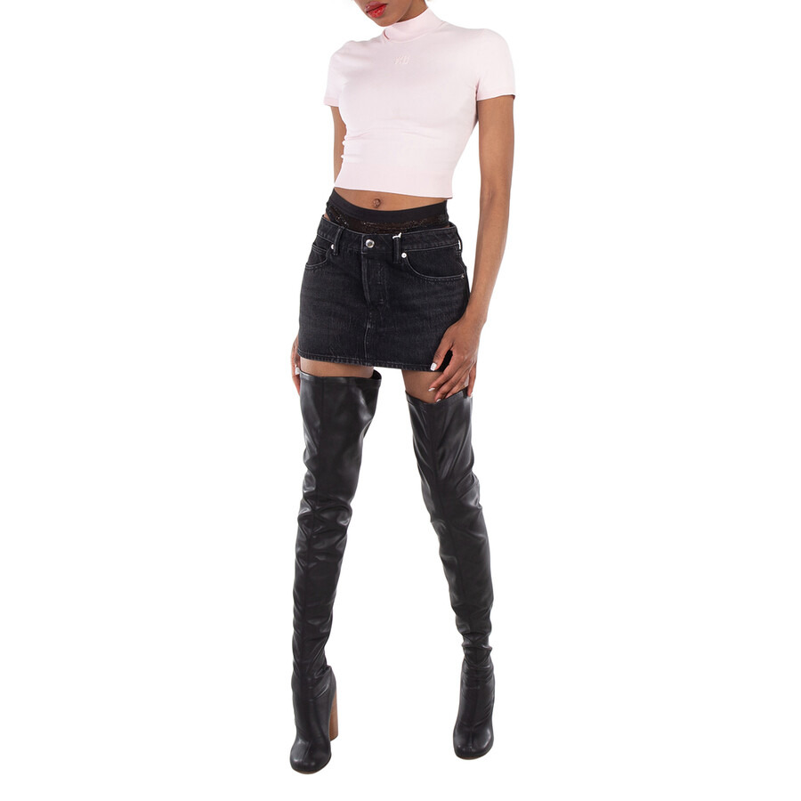 T by Alexander Wang Logo Short Sleeve Mockneck Top - 3
