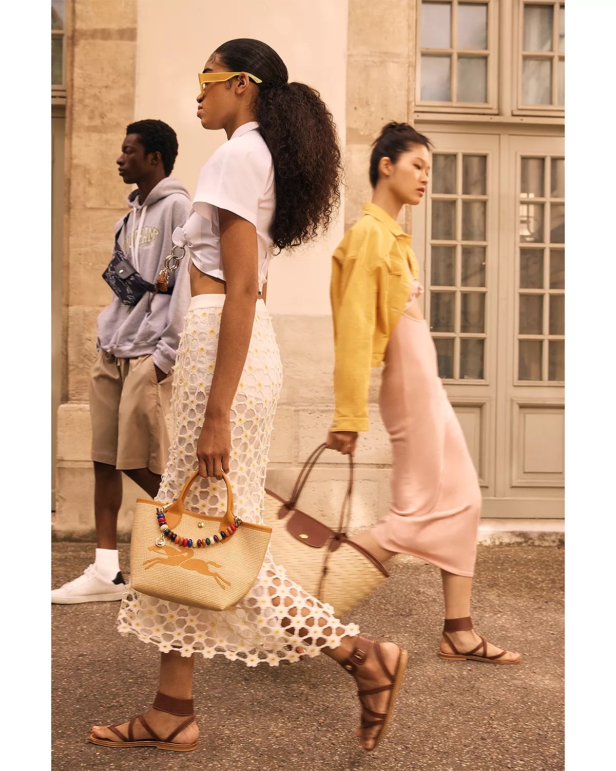 Longchamp le pliage raffia bag online