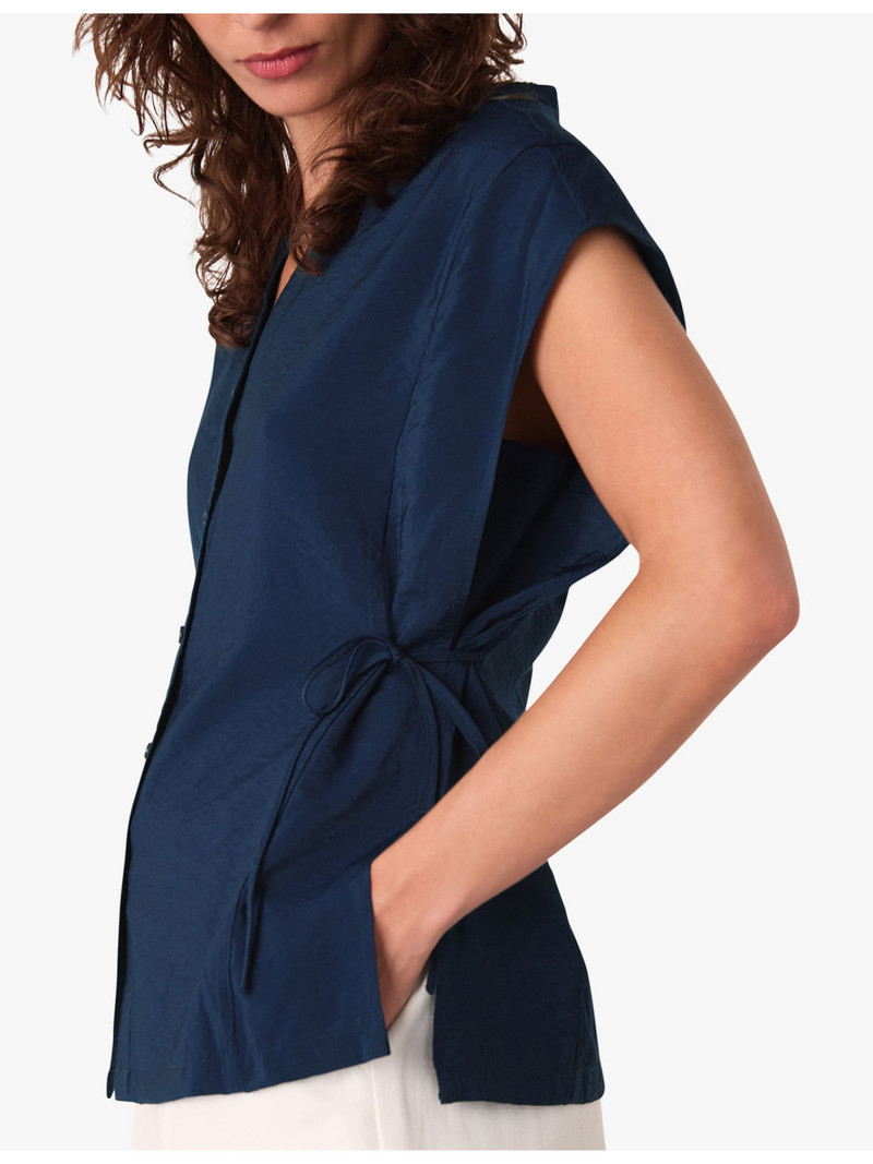 Side-Tie Button-Down Woven Shirt 5
