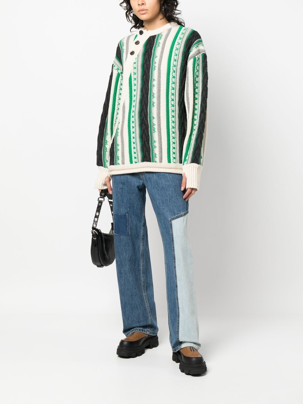 Frema striped-knit buttoned jumper - 2
