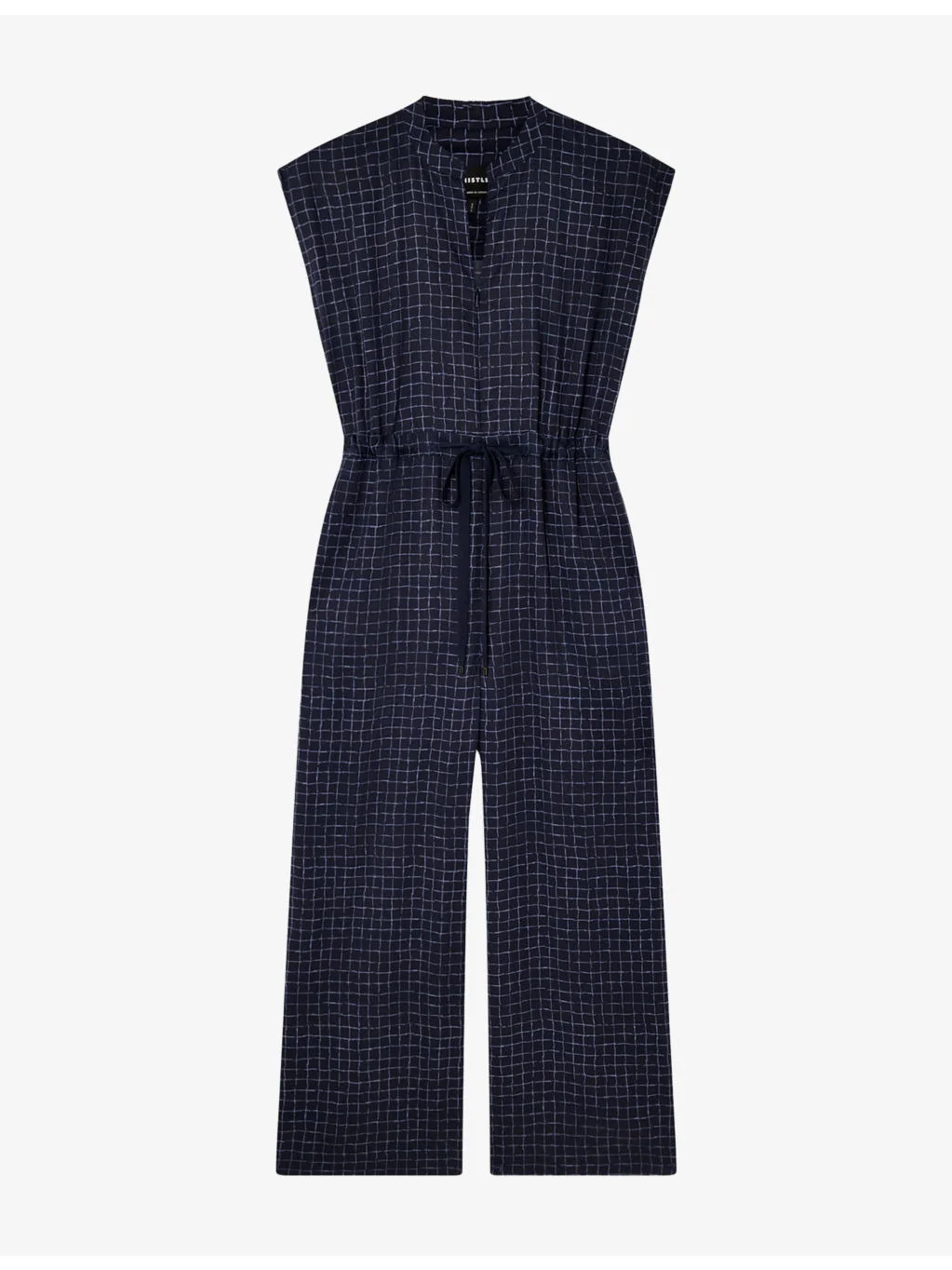 Grid-Pattern Sleeveless Lyocell Jumpsuit - 1