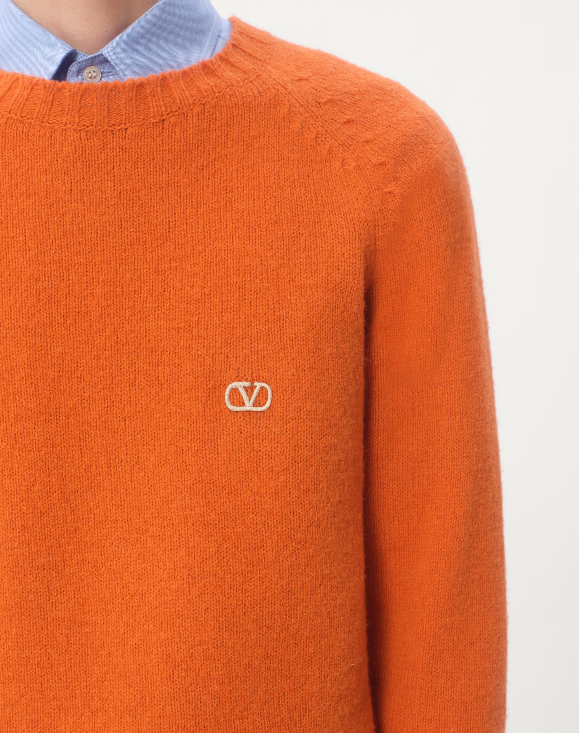 SHETLAND WOOL CREWNECK SWEATER WITH VLOGO EMBROIDERY - 4