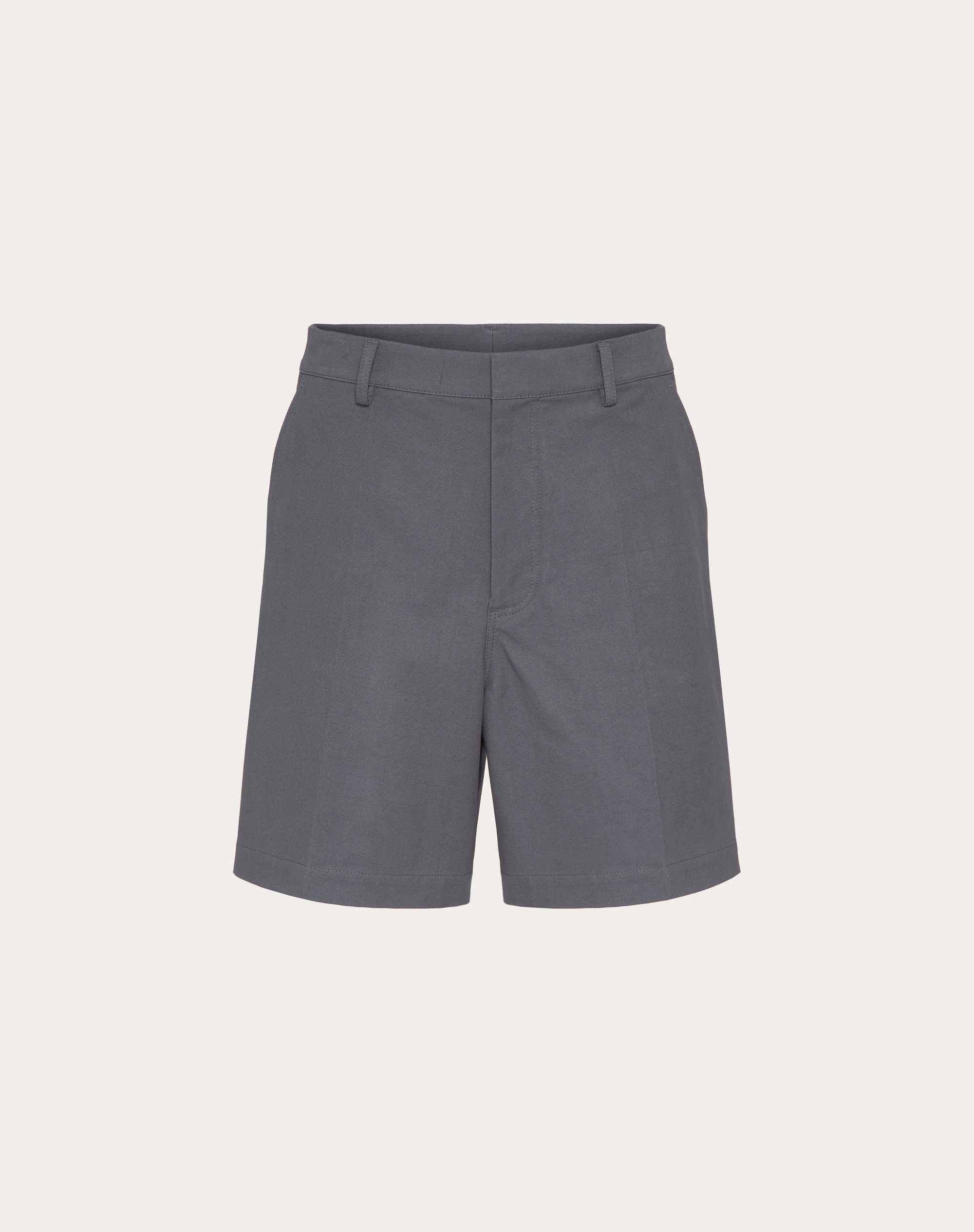 STRETCH COTTON CANVAS BERMUDA SHORTS WITH RUBBERIZED V DETAIL - 1