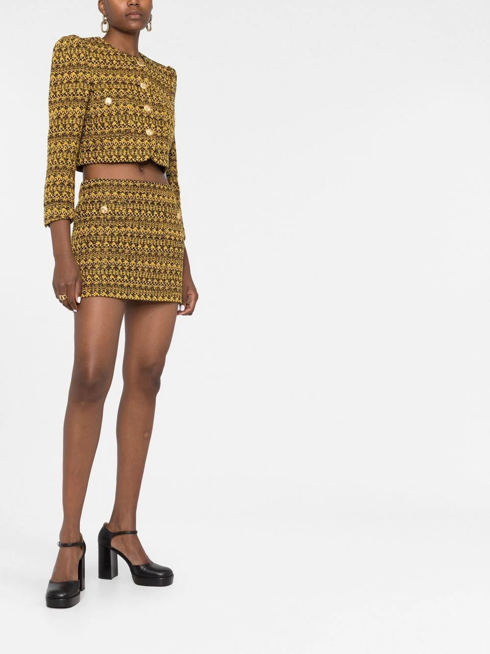 Vichy cropped tweed jacket - 6