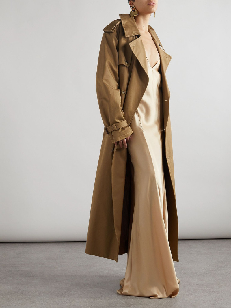SAINT LAURENT Open-back paneled silk-satin gown Beige outlook