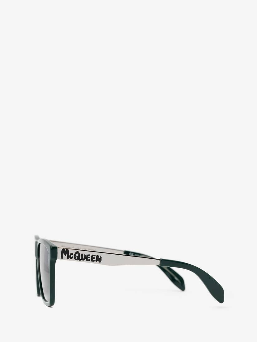 Mcqueen Graffiti Flat Top Sunglasses in Green - 2