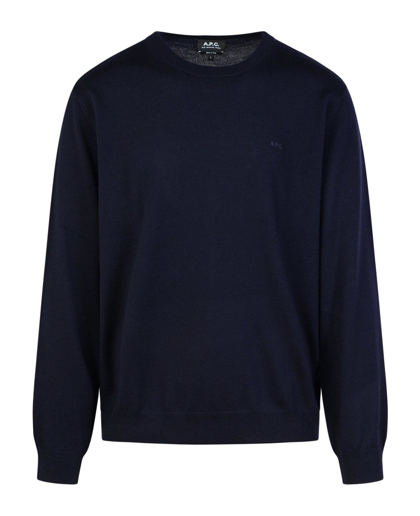 'matt' Navy Wool Sweater - 1