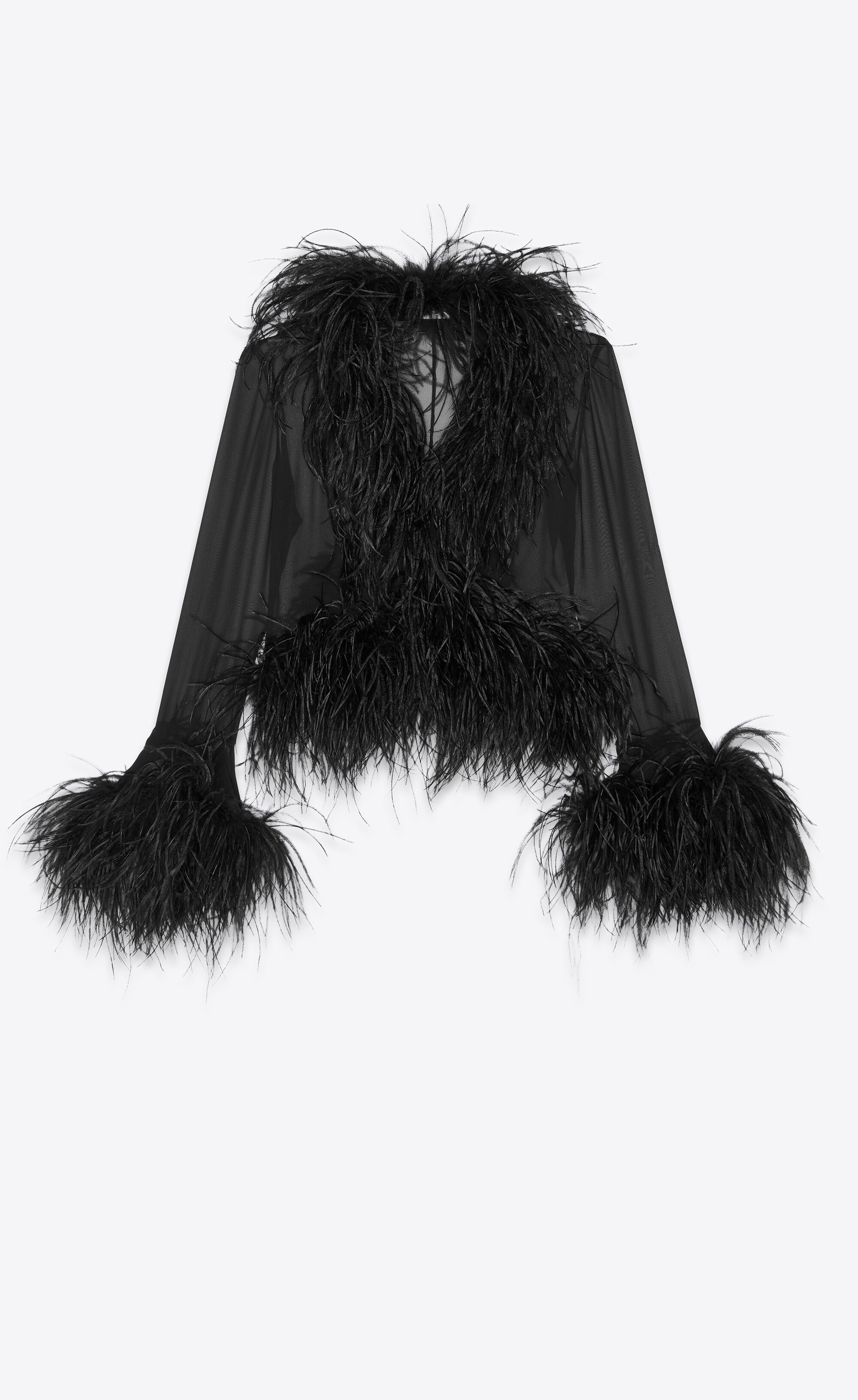 blouse in crepe muslin with feathers - 1