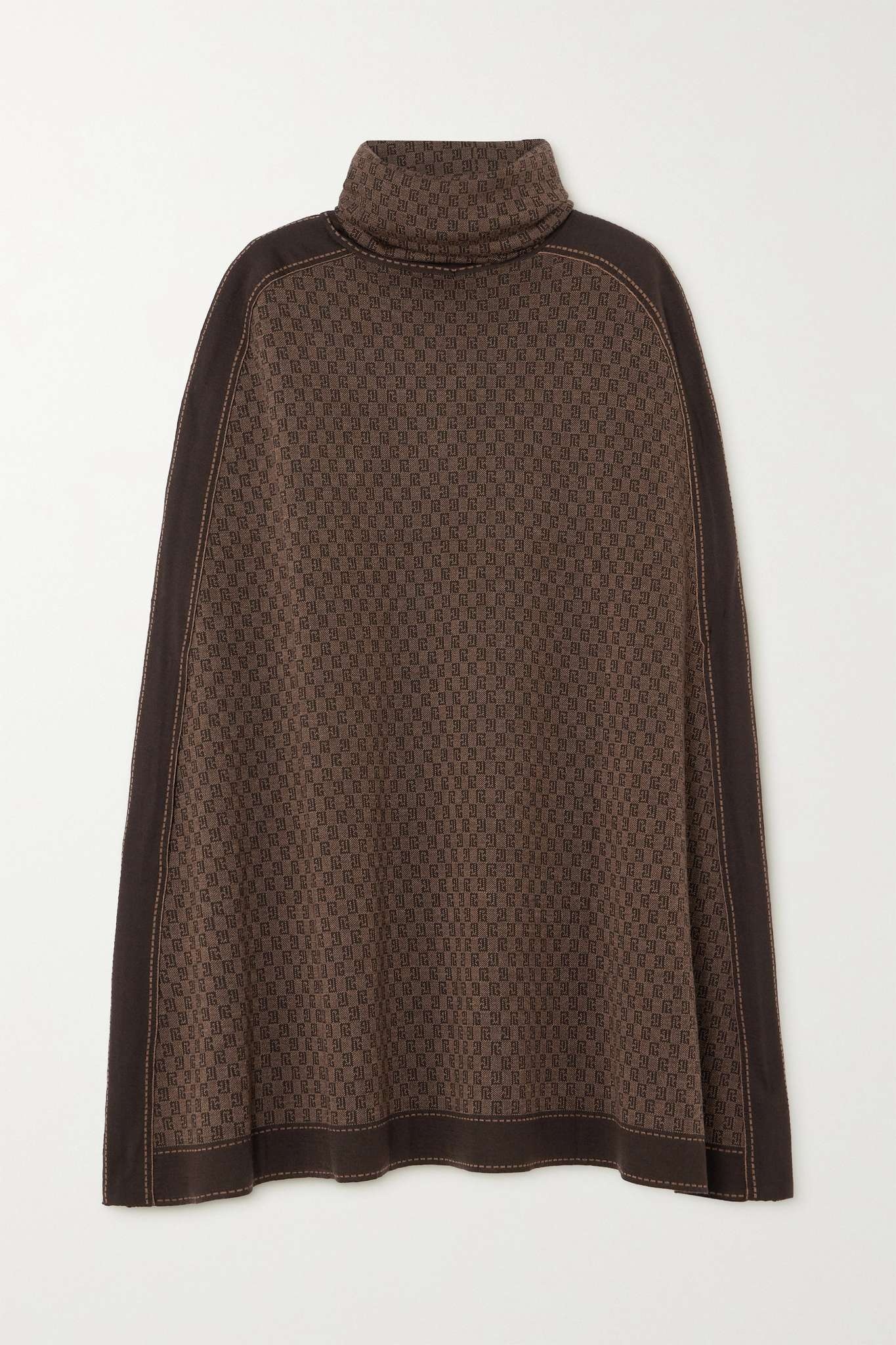 Hooded wool-jacquard cape - 1