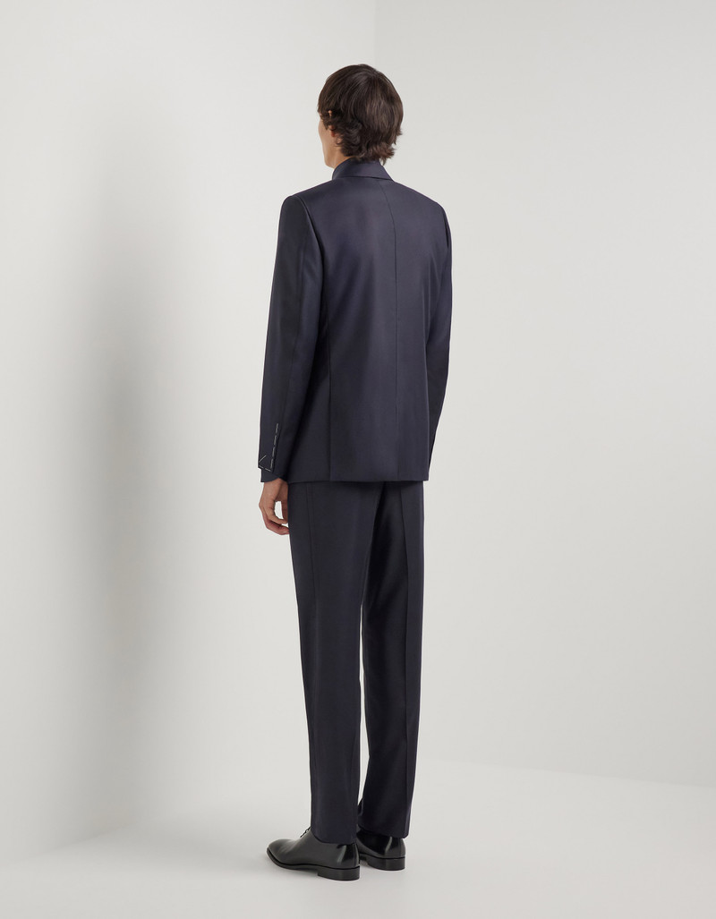 LIGHT BLUE DENIM-EFFECT WOOL REGULAR-FIT SUIT 100