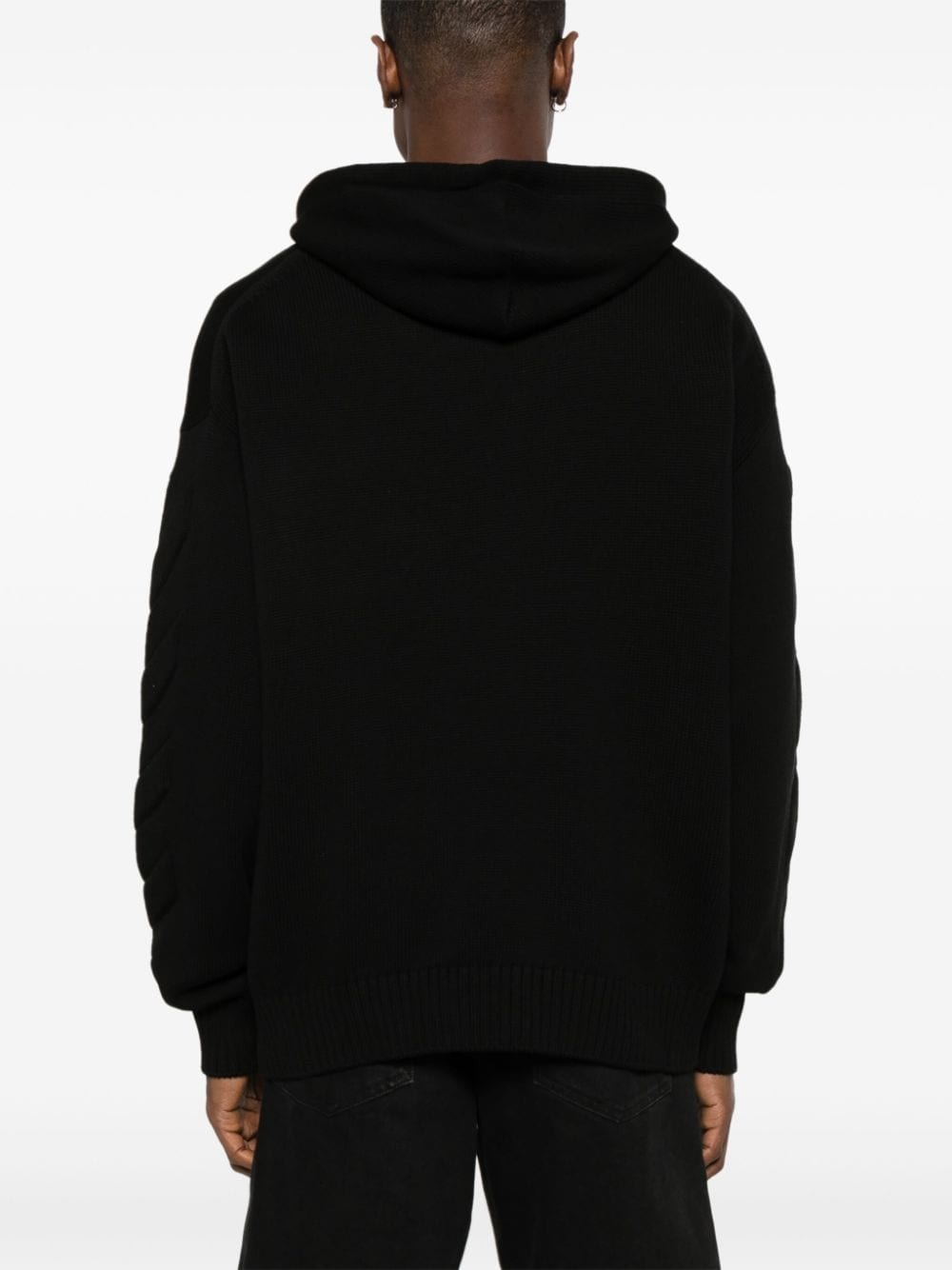 embossed-logo knitted hoodie - 4