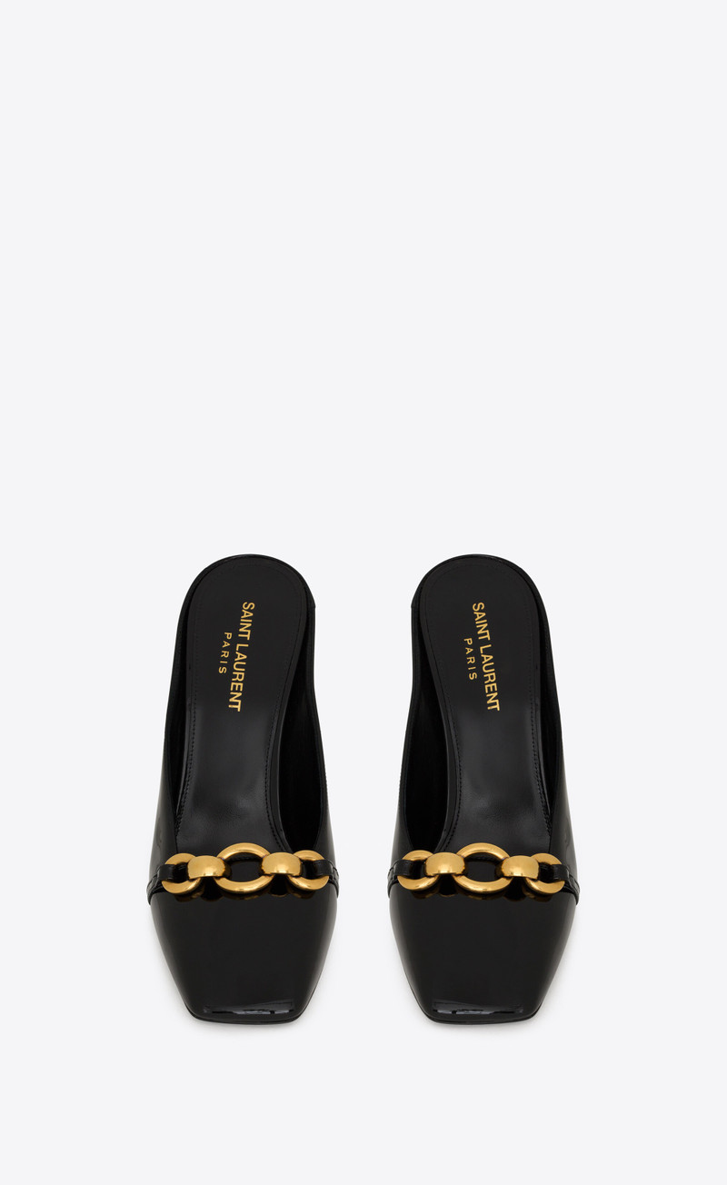 SAINT LAURENT le maillon mules in patent leather outlook