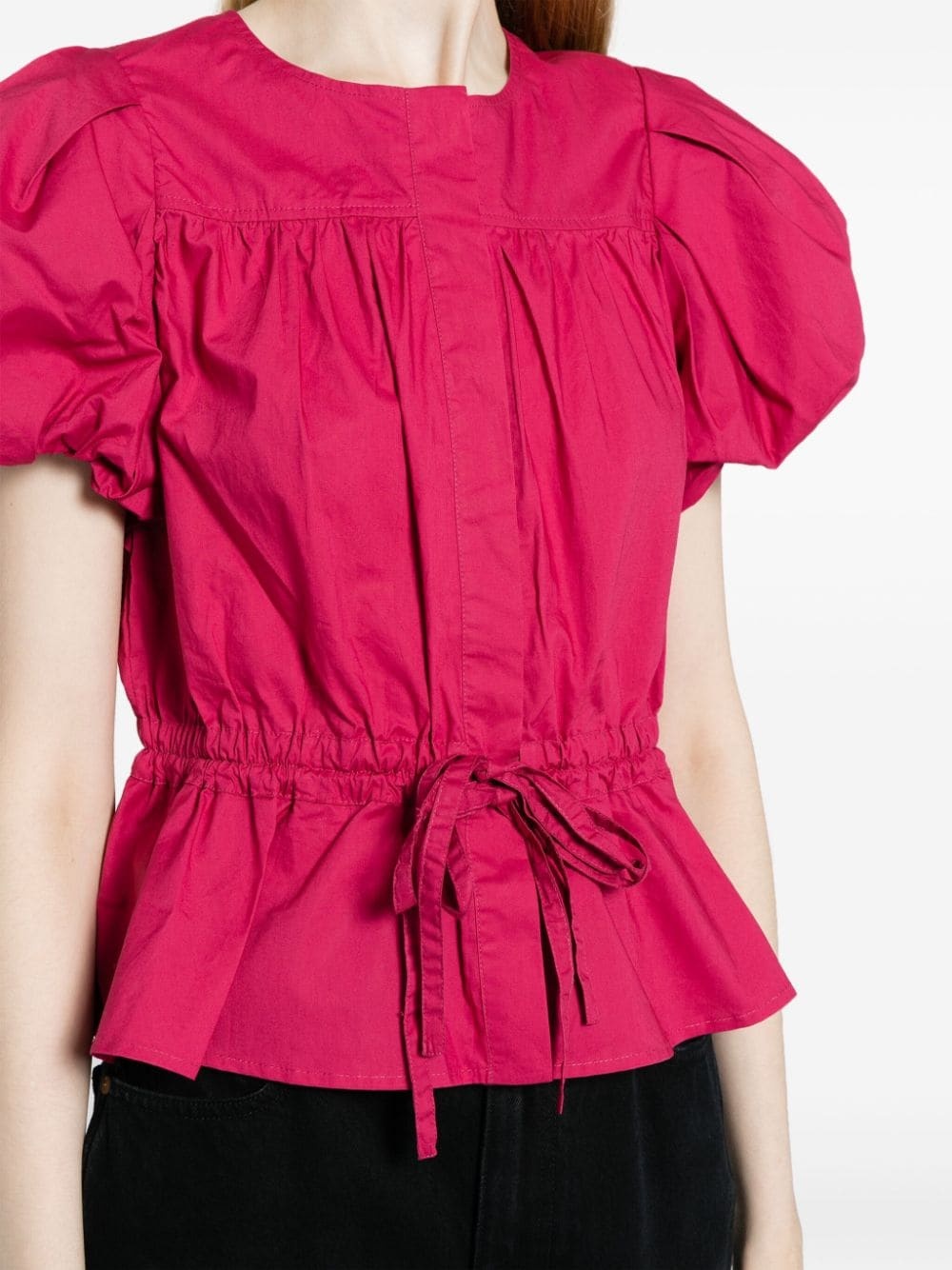 peplum-hem cotton blouse - 5