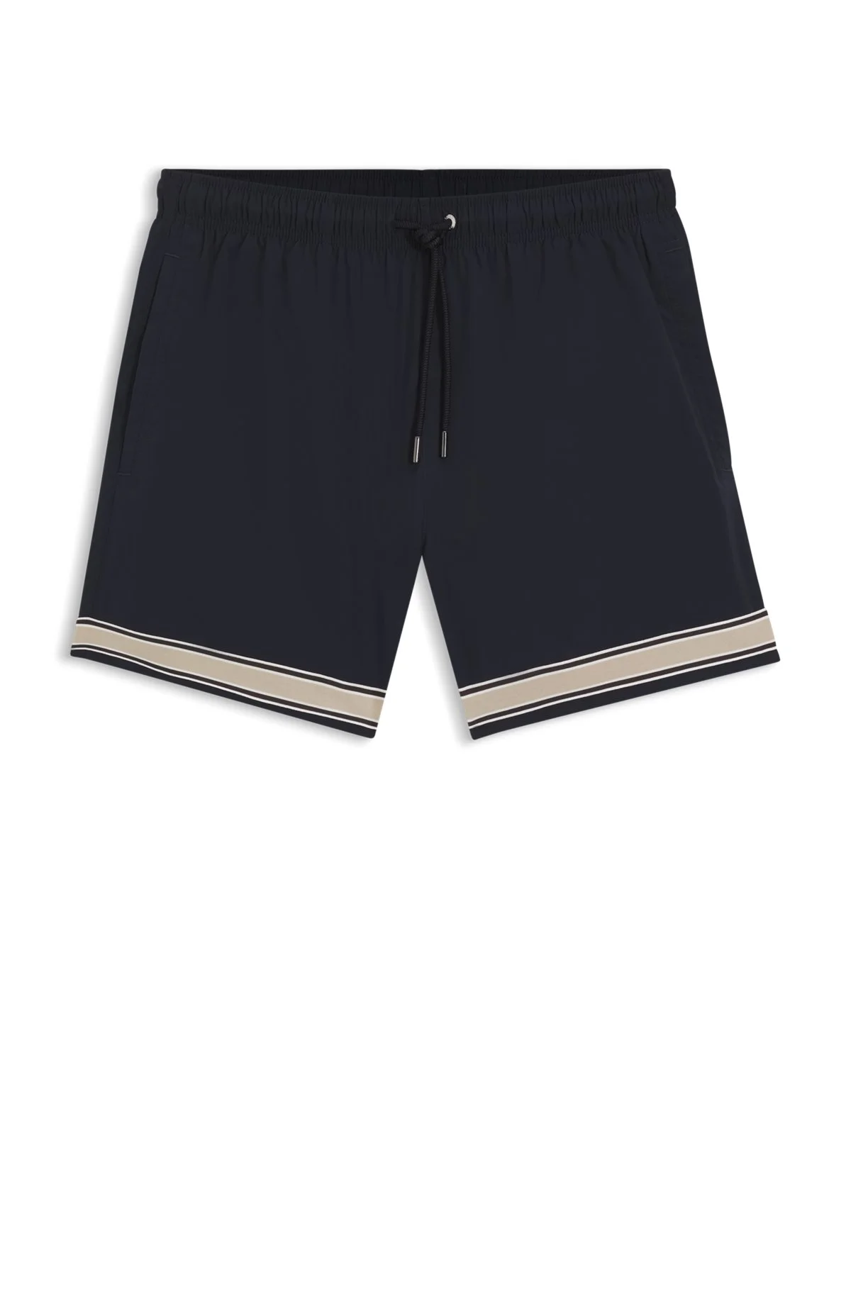DRAWSTRING SWIM SHORTS IN STRETCH FABRIC WITH TAPE TRIM - 1