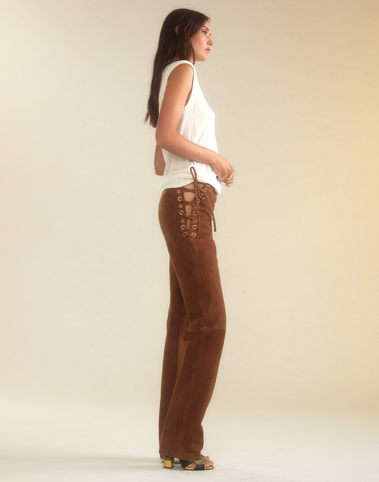 Liv Lace-Up Suede Pants - 3
