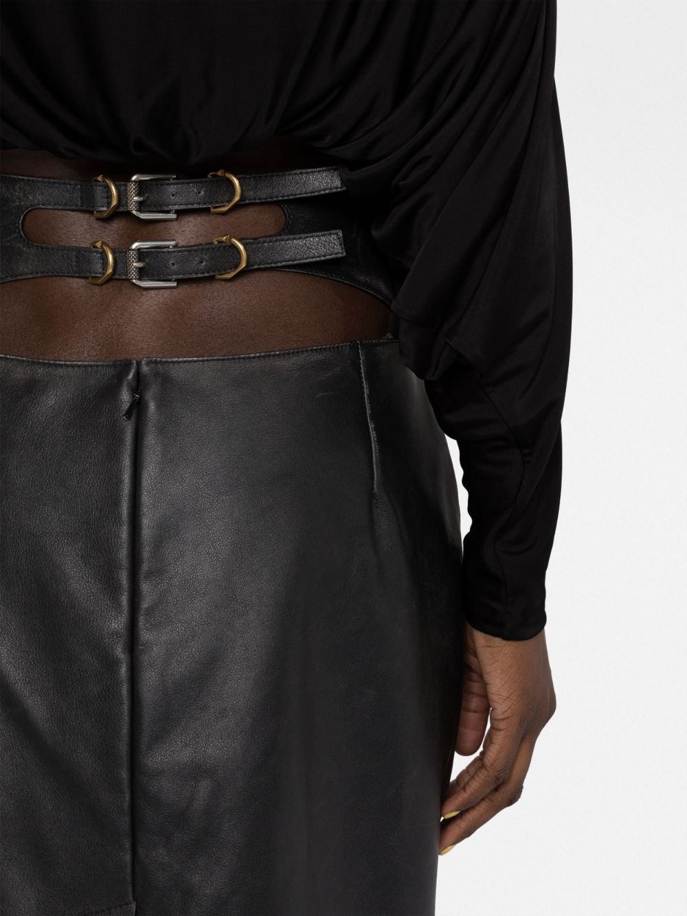 buckle-detail leather pencil skirt - 3