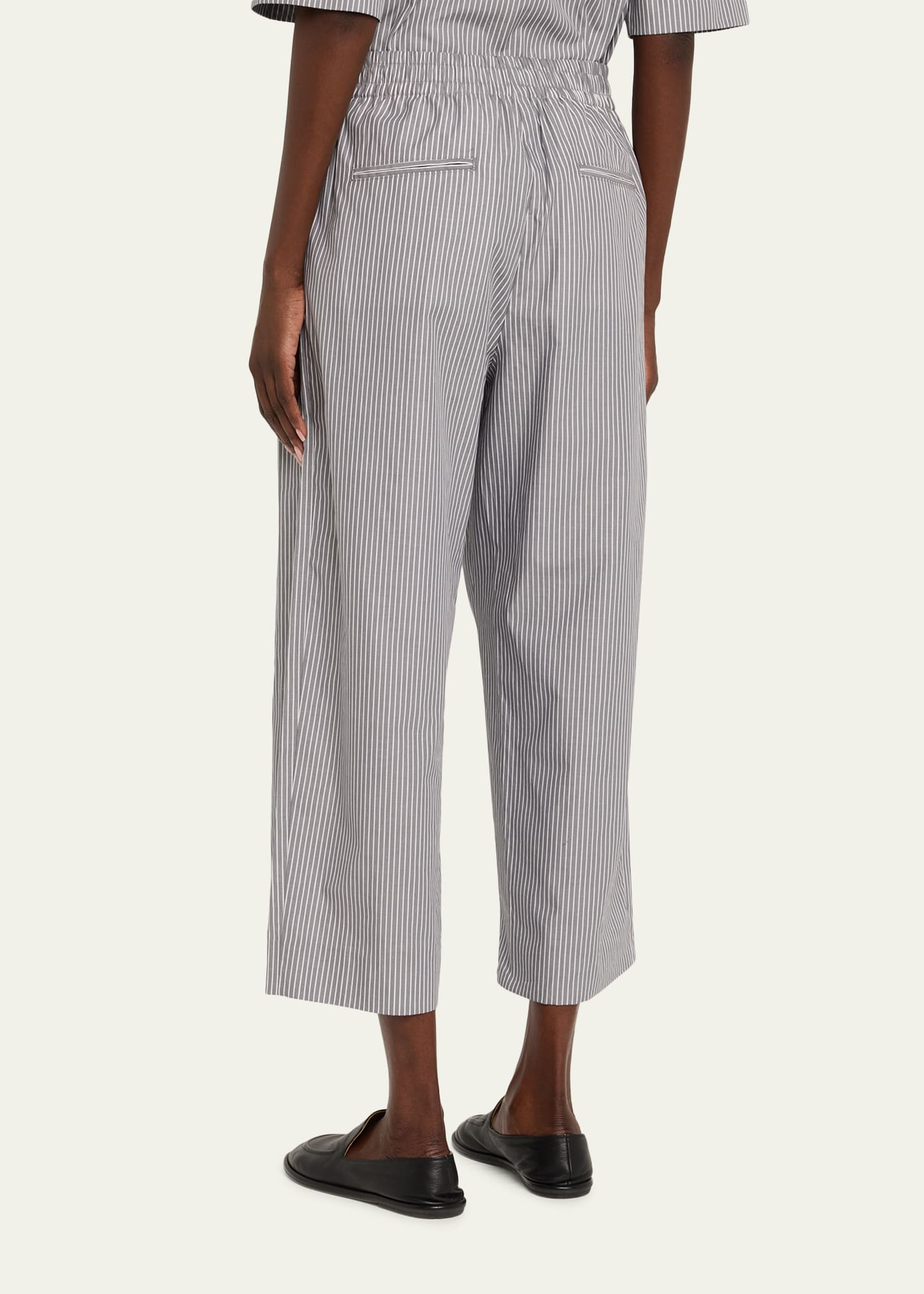 Railroad Stripe Pleated Drawstring Pants - 3