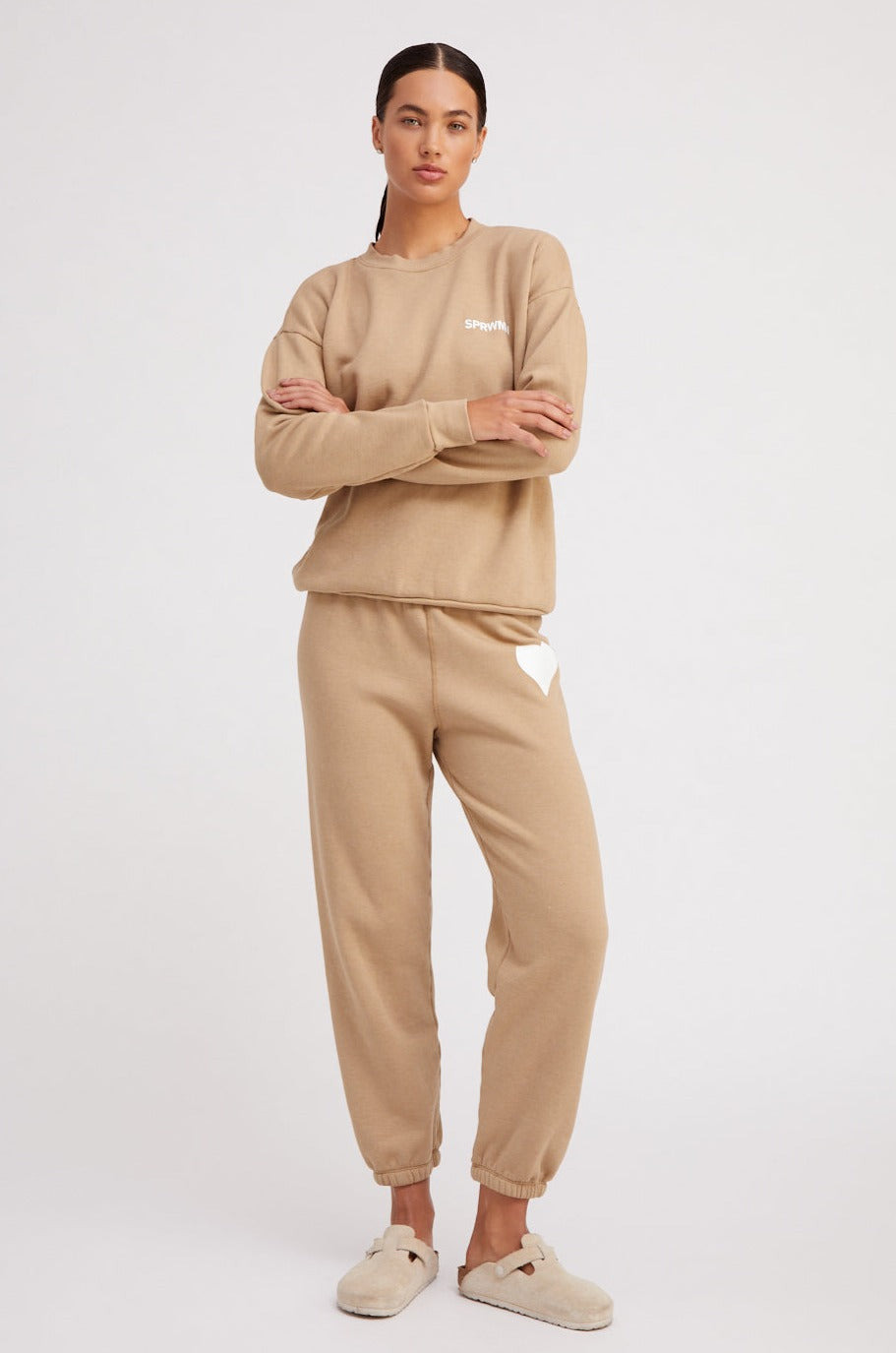 KHAKI HEART SWEATPANTS - 2