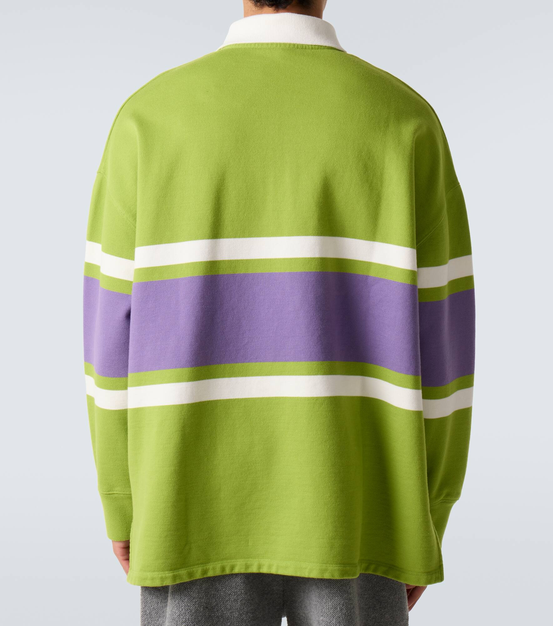Striped cotton polo sweater - 4
