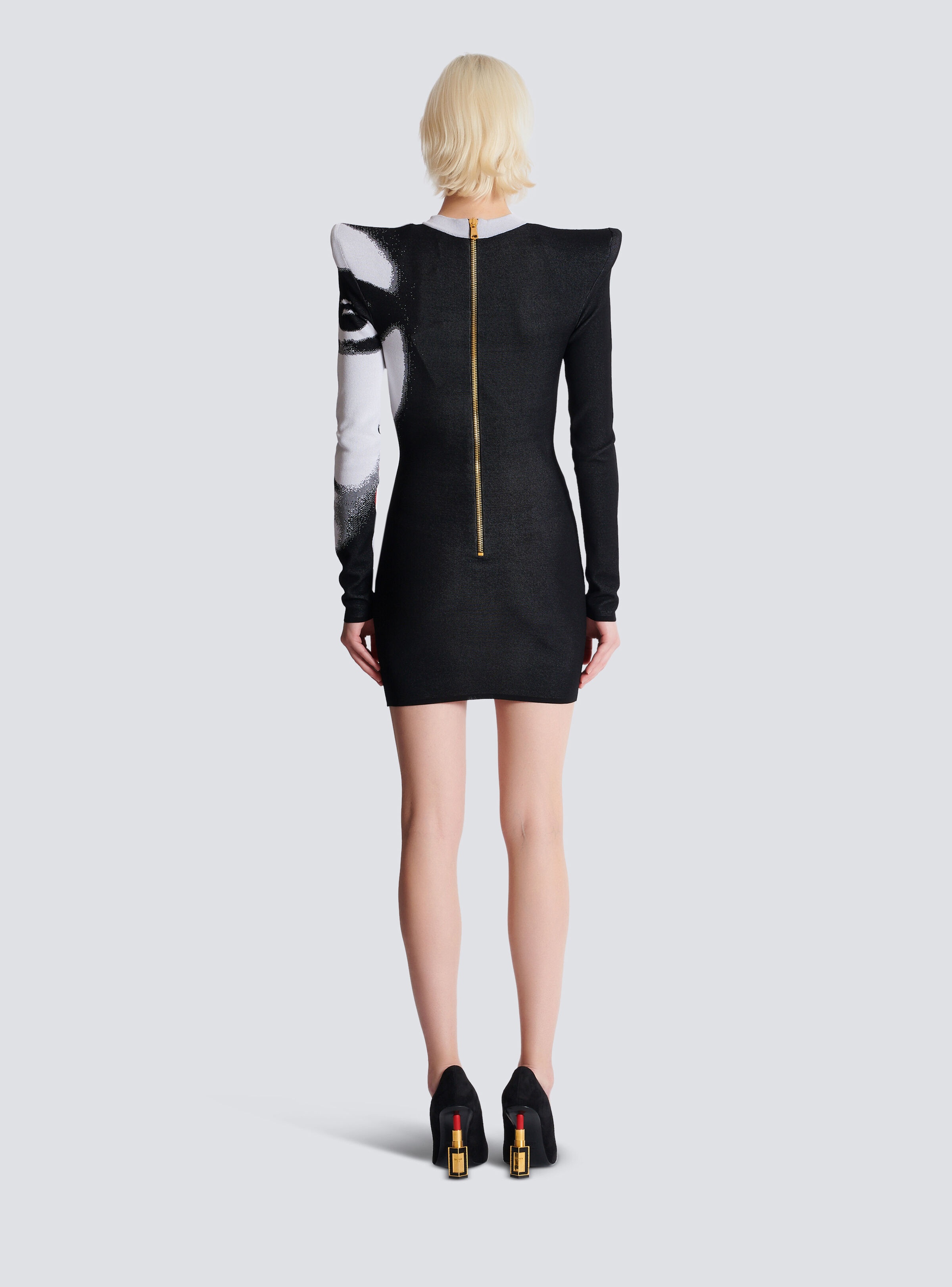 Jacquard knit dress with Face motif - 4