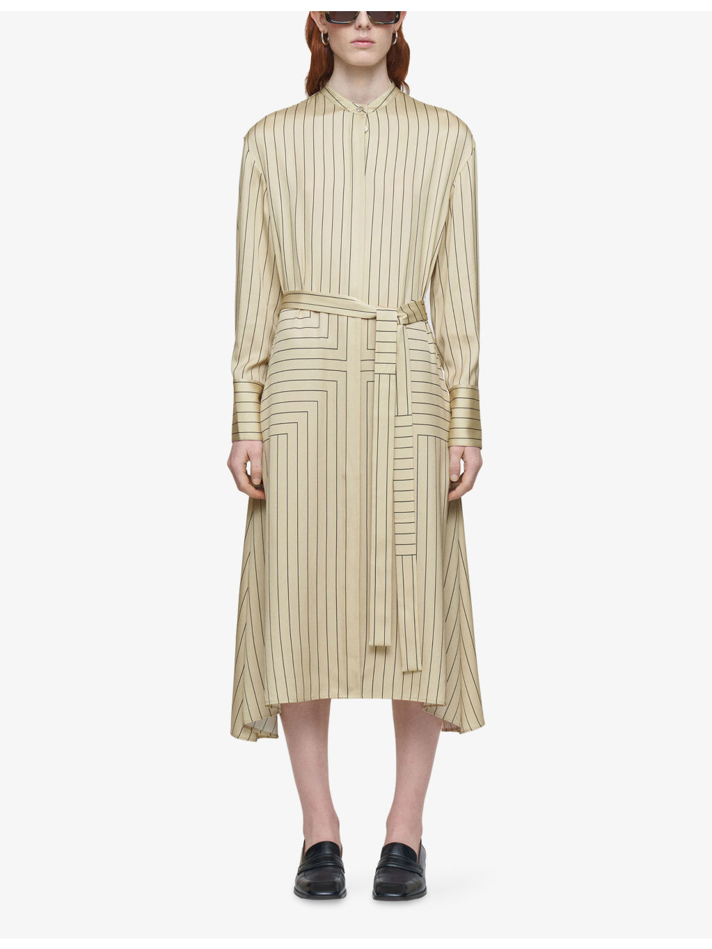 Orlana Geometric-Stripe Stretch Silk-Blend Midi Dress - 2