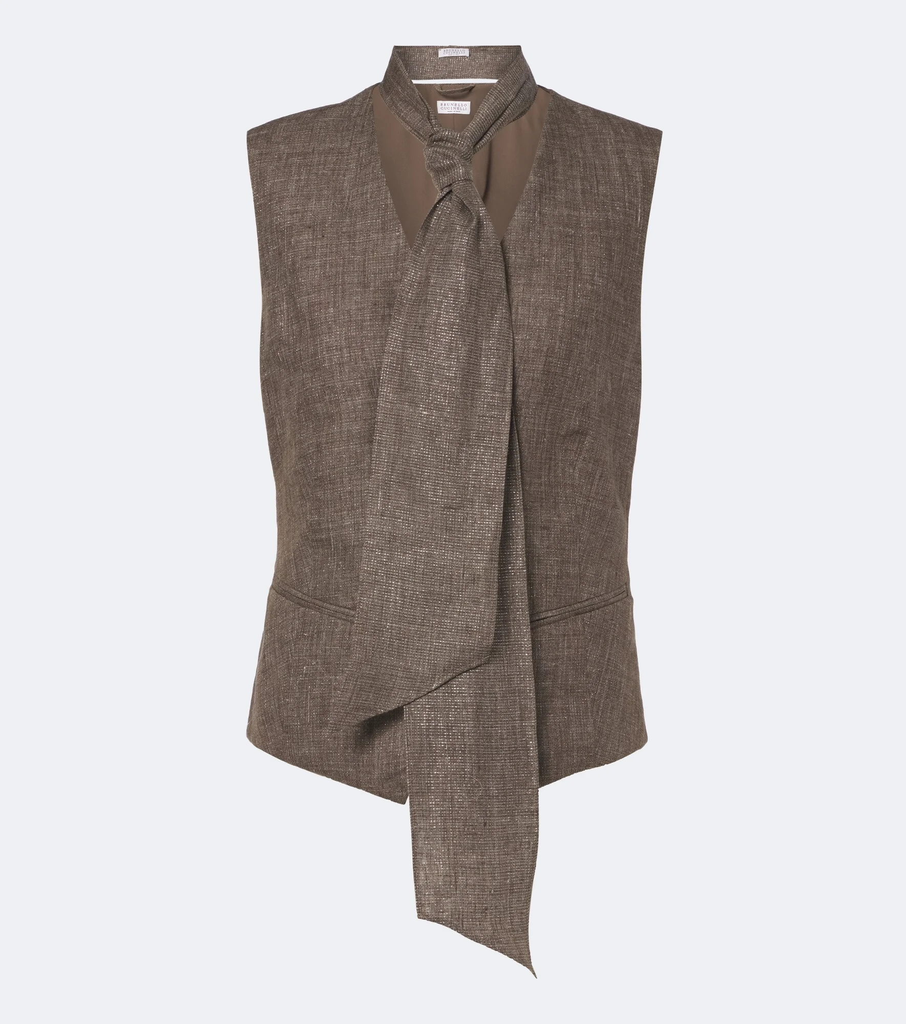Scarf-detail linen vest - 1