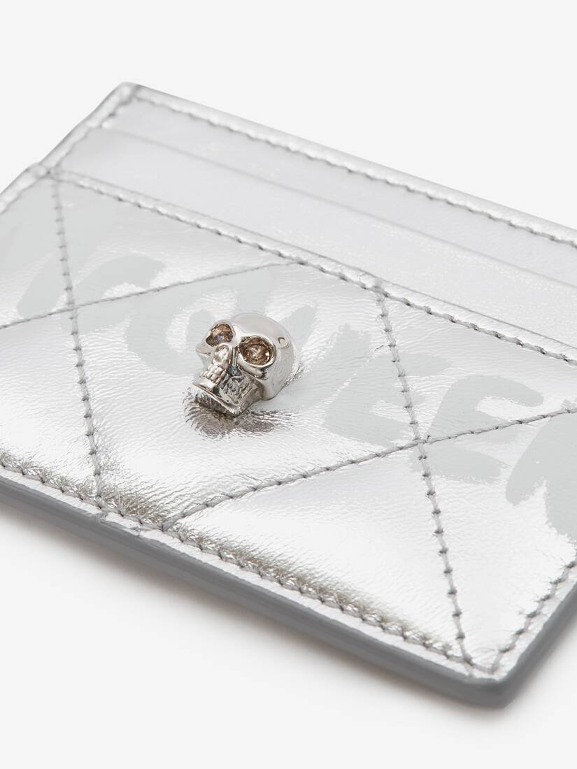 Mcqueen Graffiti Card Holder in Silver/white - 4