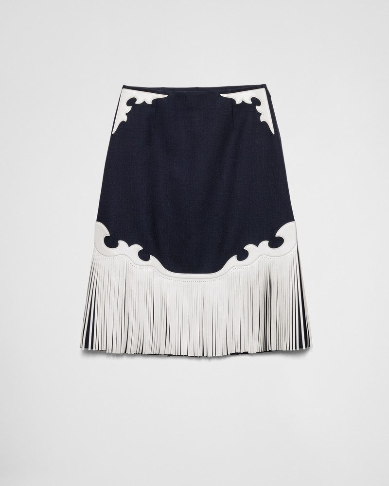 Rush stitch skirt with leather fringe 1