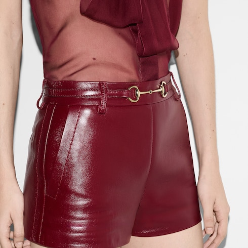Leather shorts with Horsebit detail - 5