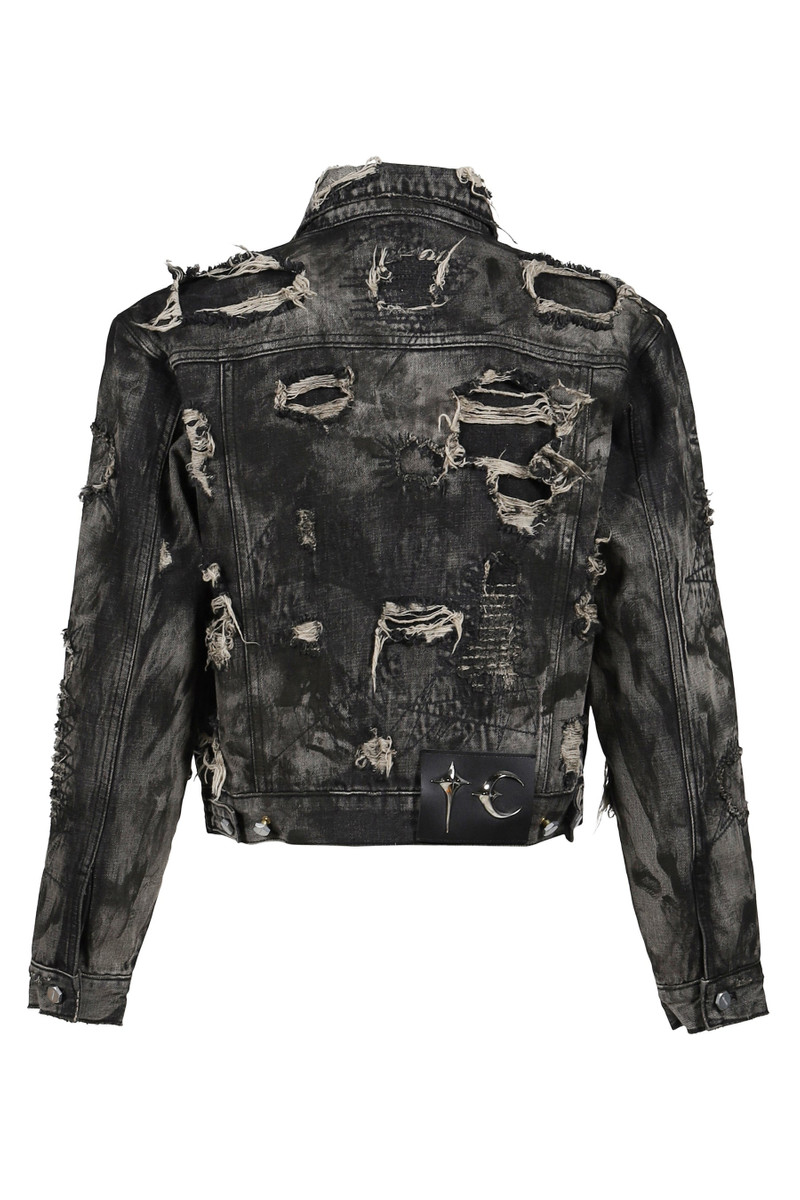 Thug Club HARD-WASHED DAMAGED DENIM JACKET / BLK outlook