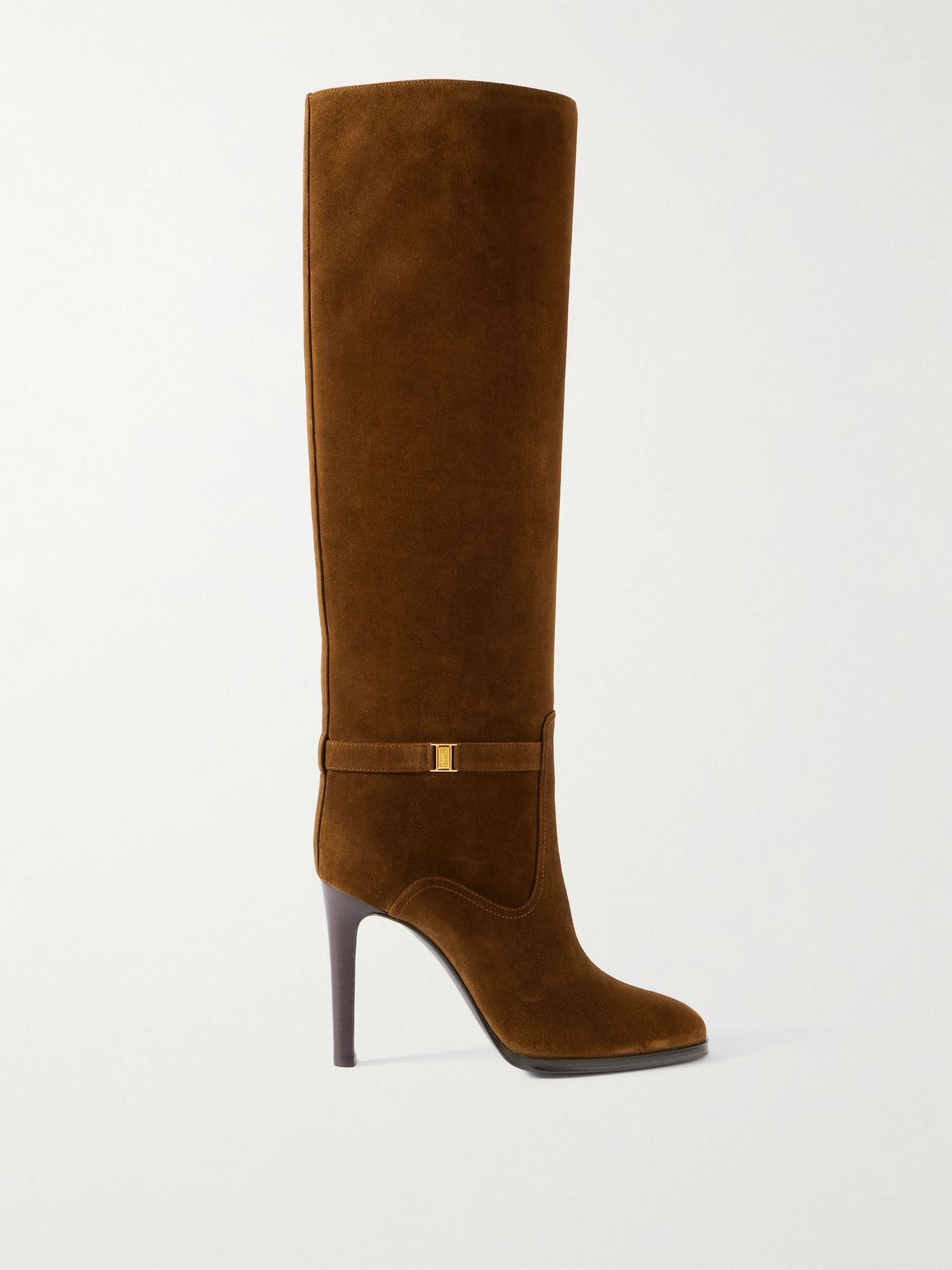 Diane logo-embellished suede knee boots Dark brown - 1