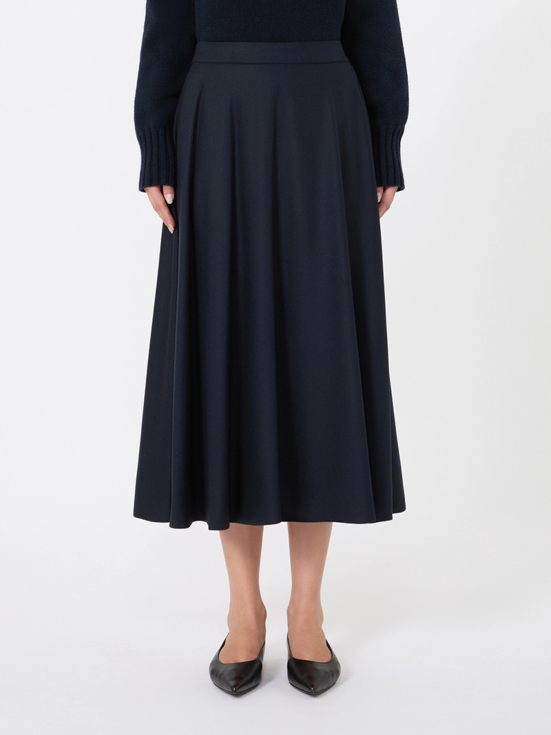 BETULLA Long wool flannel skirt - MIDNIGHTBLUE 3