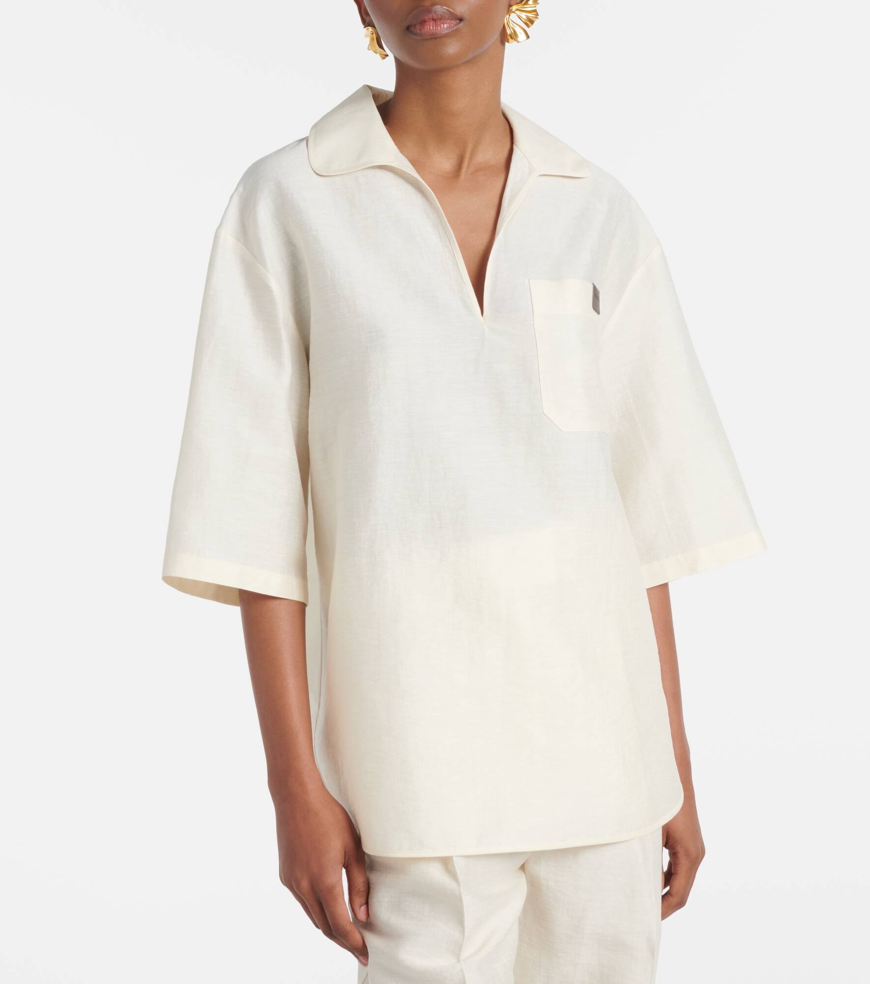Osiride linen and silk-blend polo shirt - 5