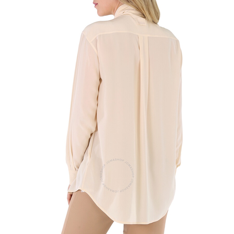 Burberry Pale Biscuit Kimmy Silk Pussy Bow Blouse - 3